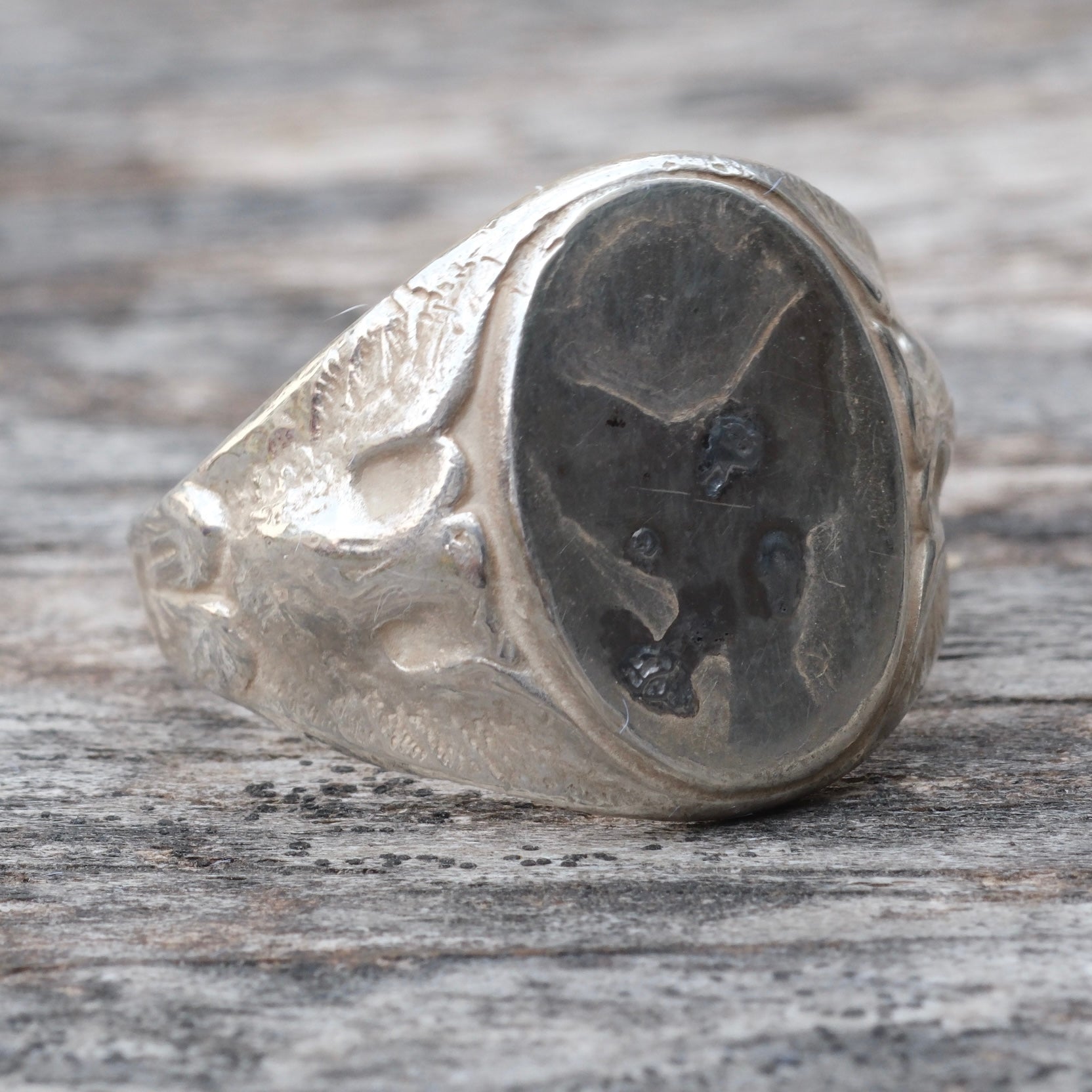 Vintage Sterling Silver Military Signet Ring 10