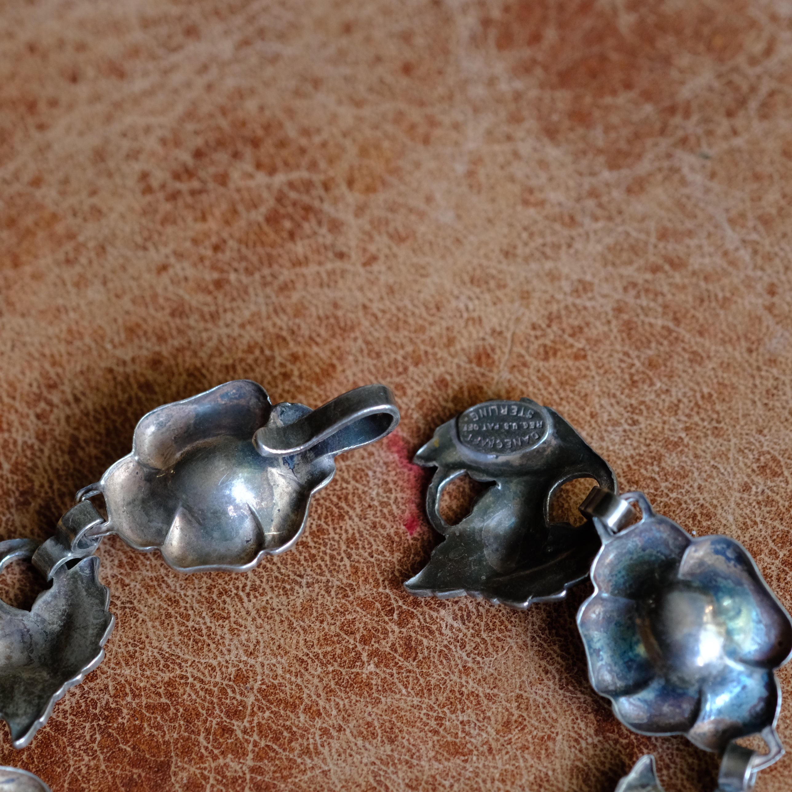 Vintage Sterling Silver Rose Link Bracelet