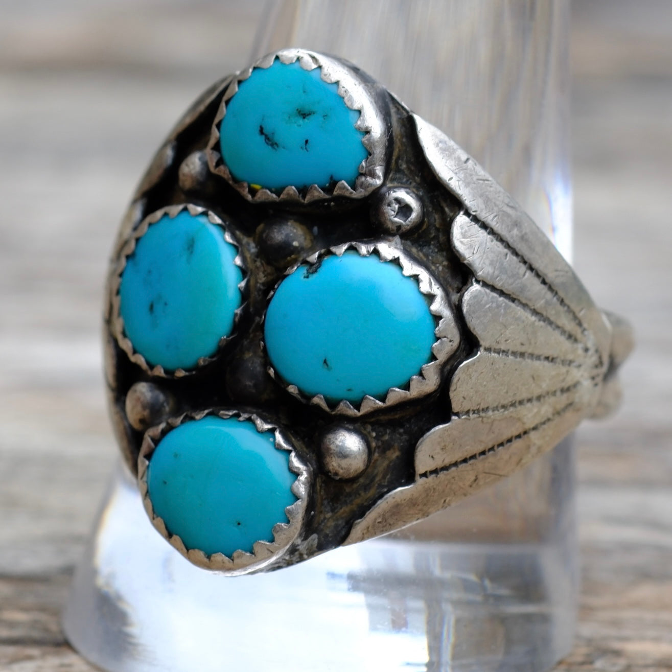 Vintage Sterling 4-Stone Turquoise Ring 12