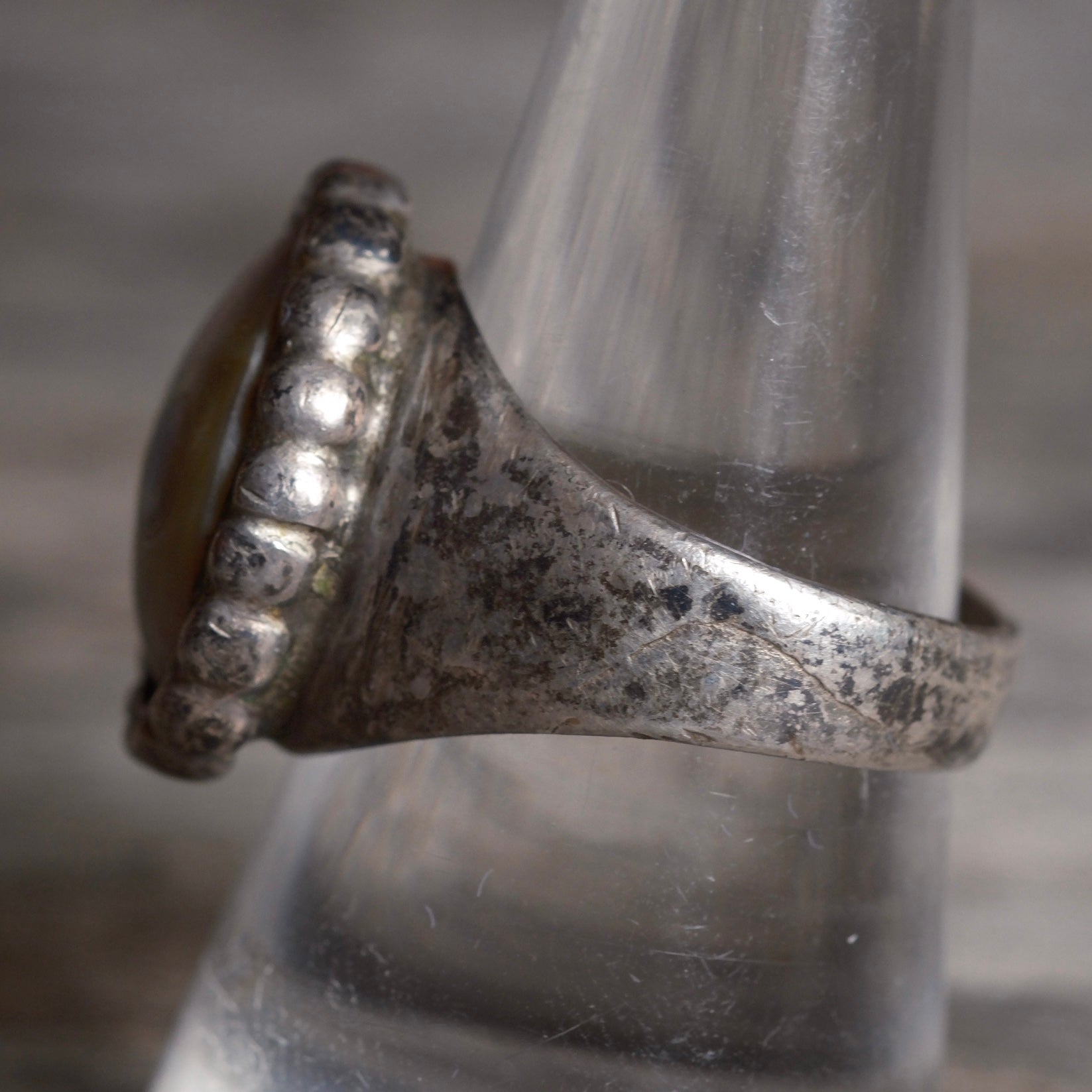 Vintage Sterling Abal;one Ring 9.5
