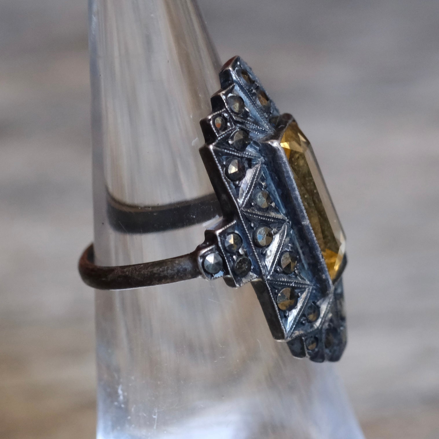 Vintage Sterling Amethyst and Marcasite Ring 4