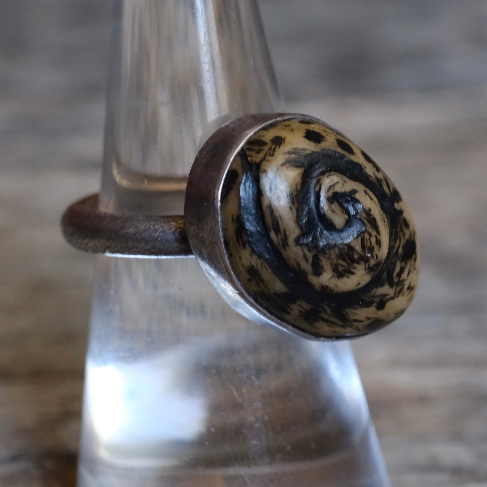 Vintage Sterling Carved Swirl Ring 6.25