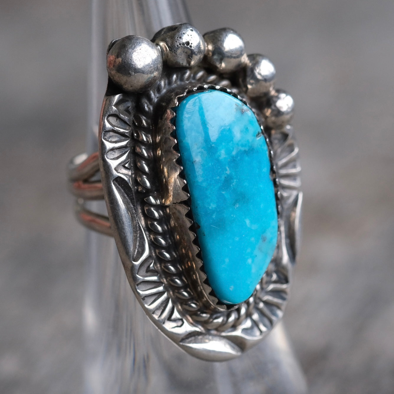 Vintage Sterling Turquoise Ring 5.25