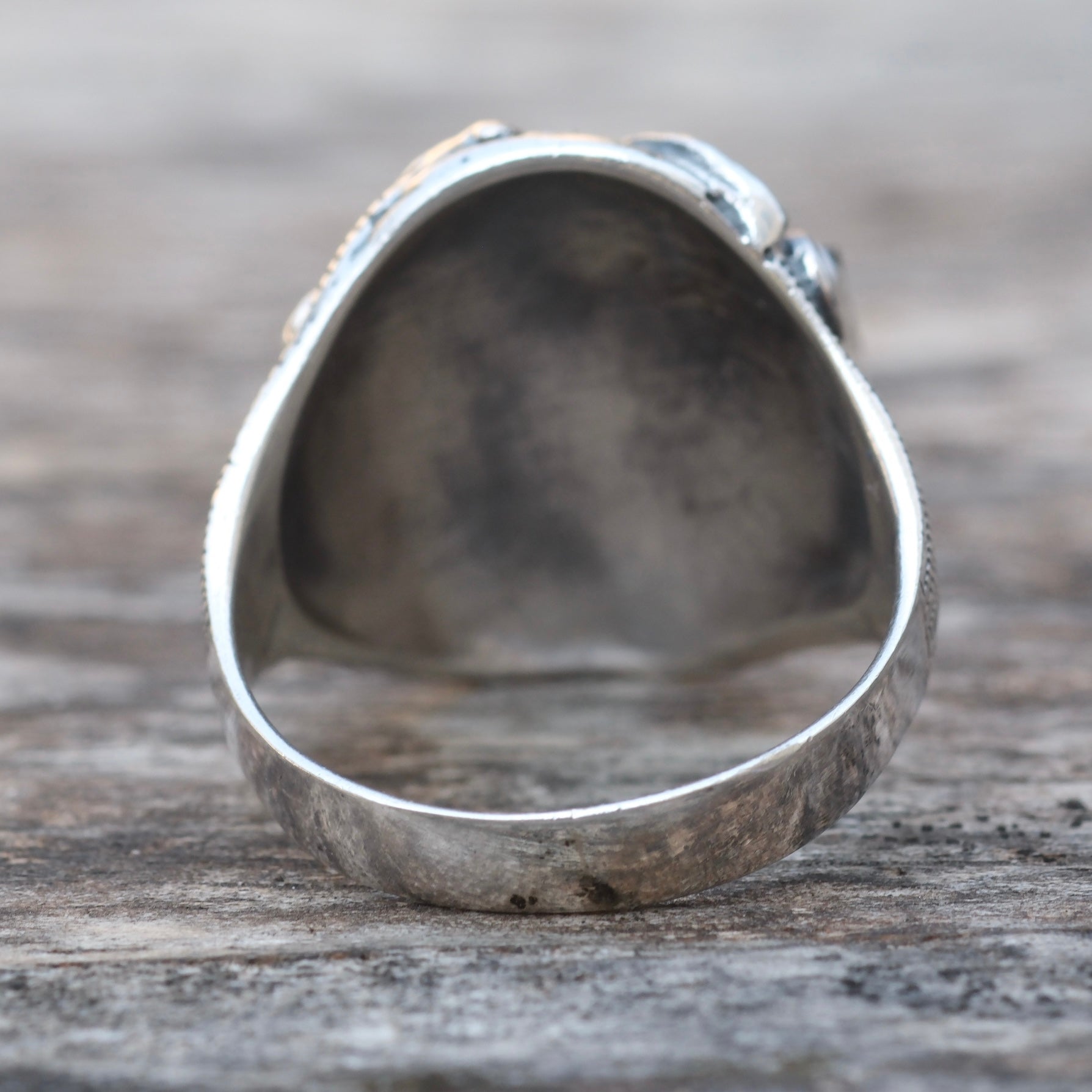 Vintage Sterling Onyx Eagle Ring 10.75