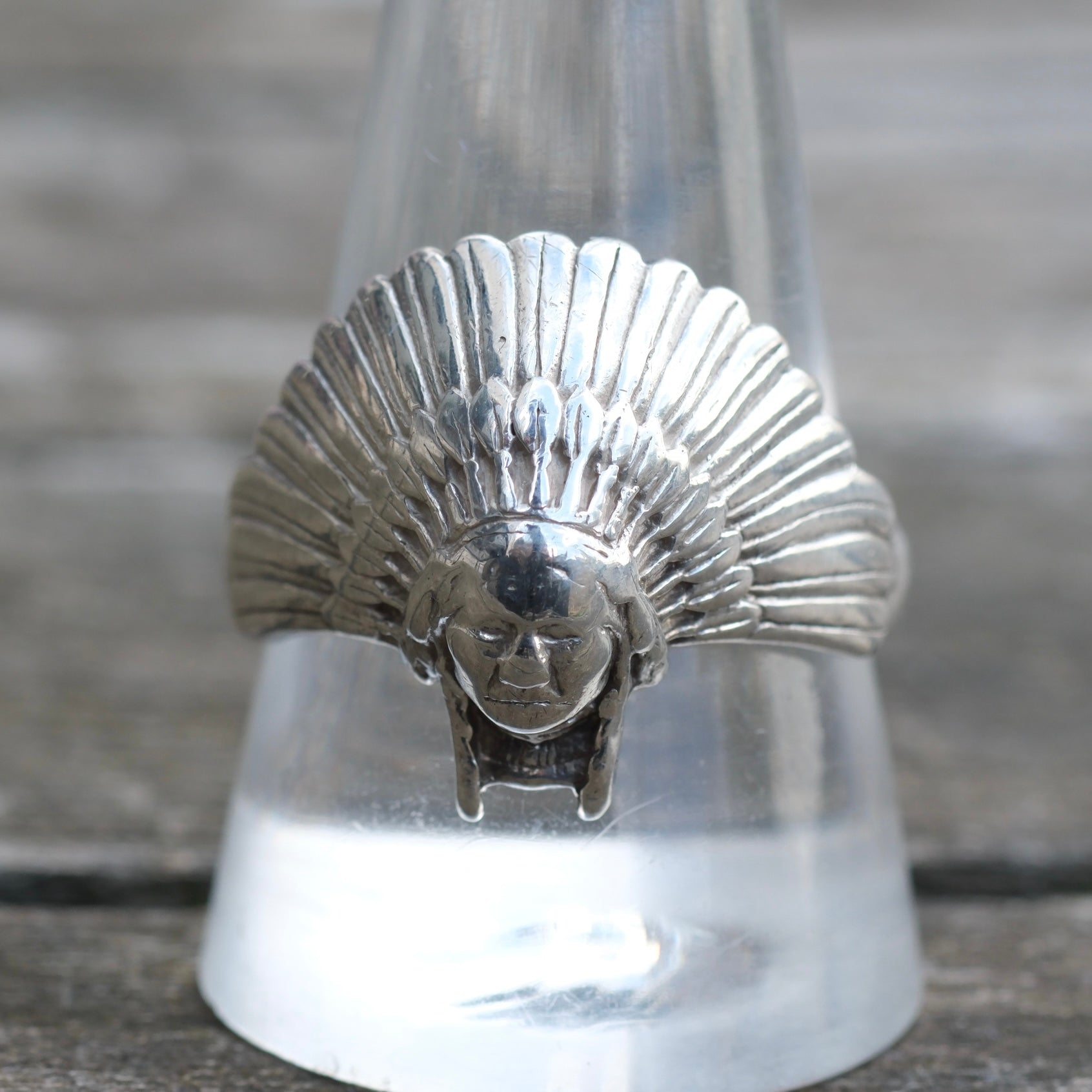 Vintage Sterling Silver Big Chief Ring 11.25