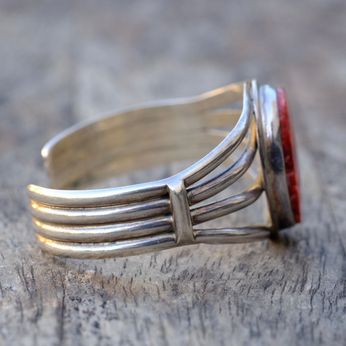 Vintage Sterling Spiny Oyster Cuff Bracelet