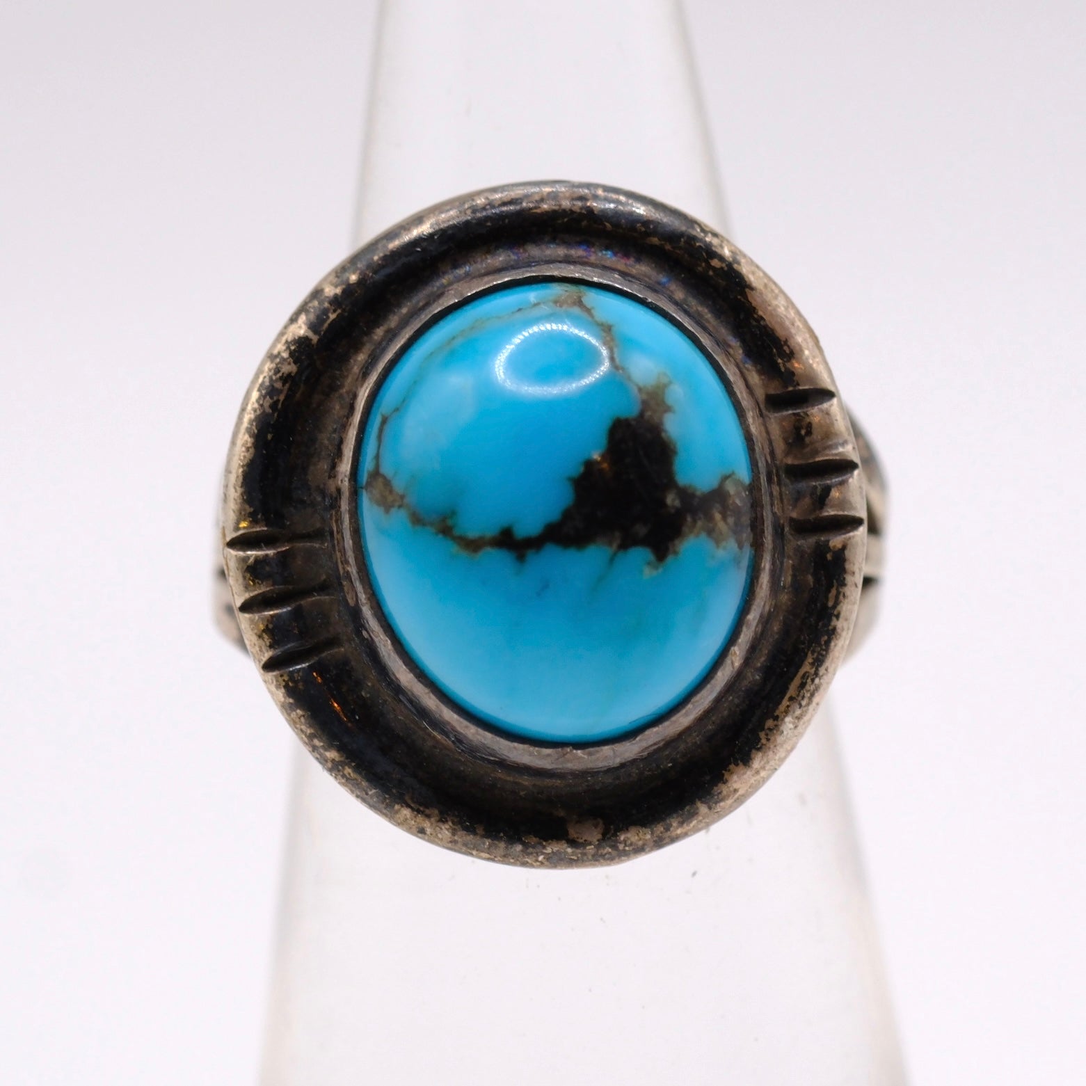 Vintage Sterling Turquoise Ring 4.5