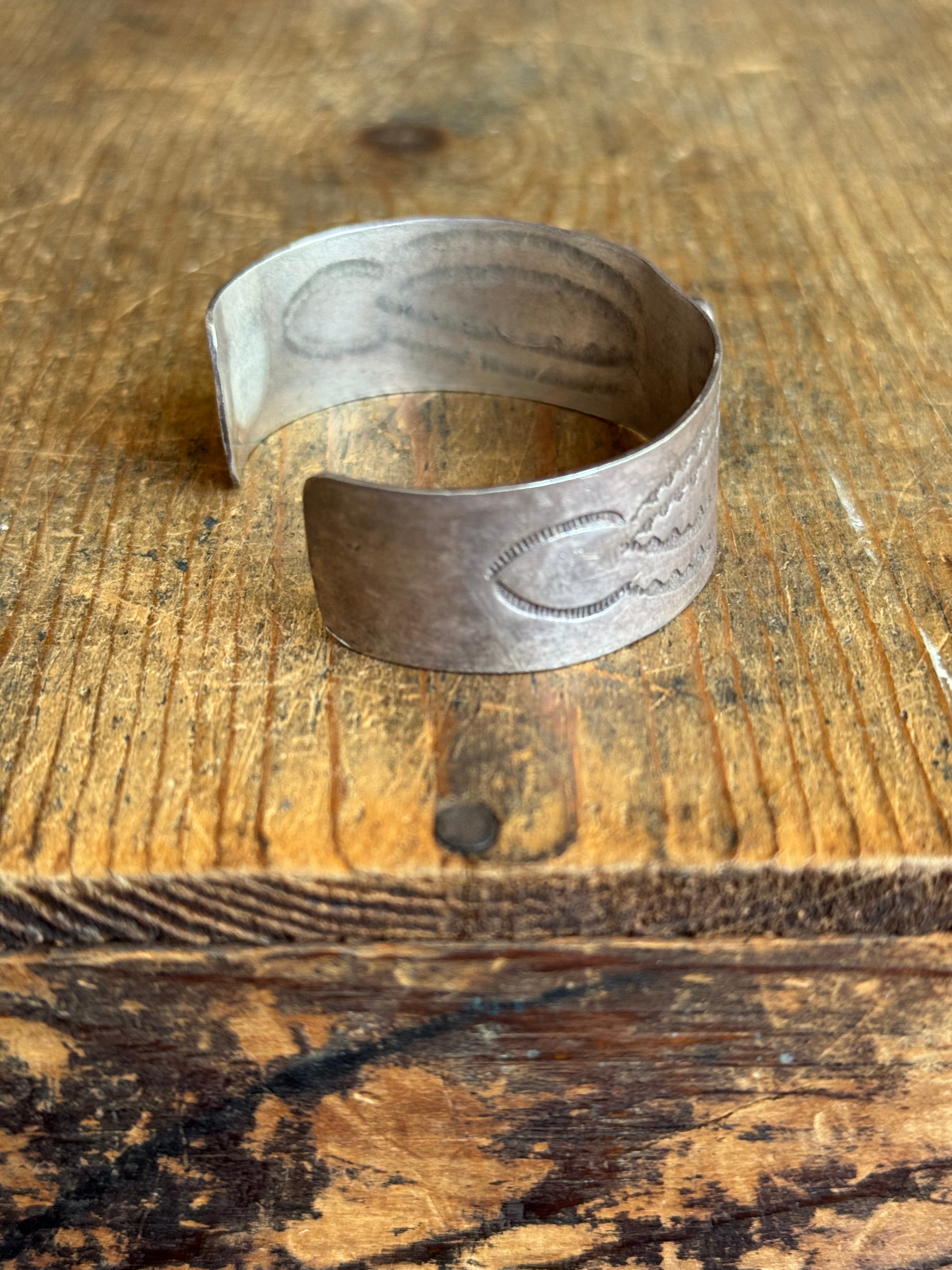 Vintage Sterling Silver Stamped Turquoise Cuff