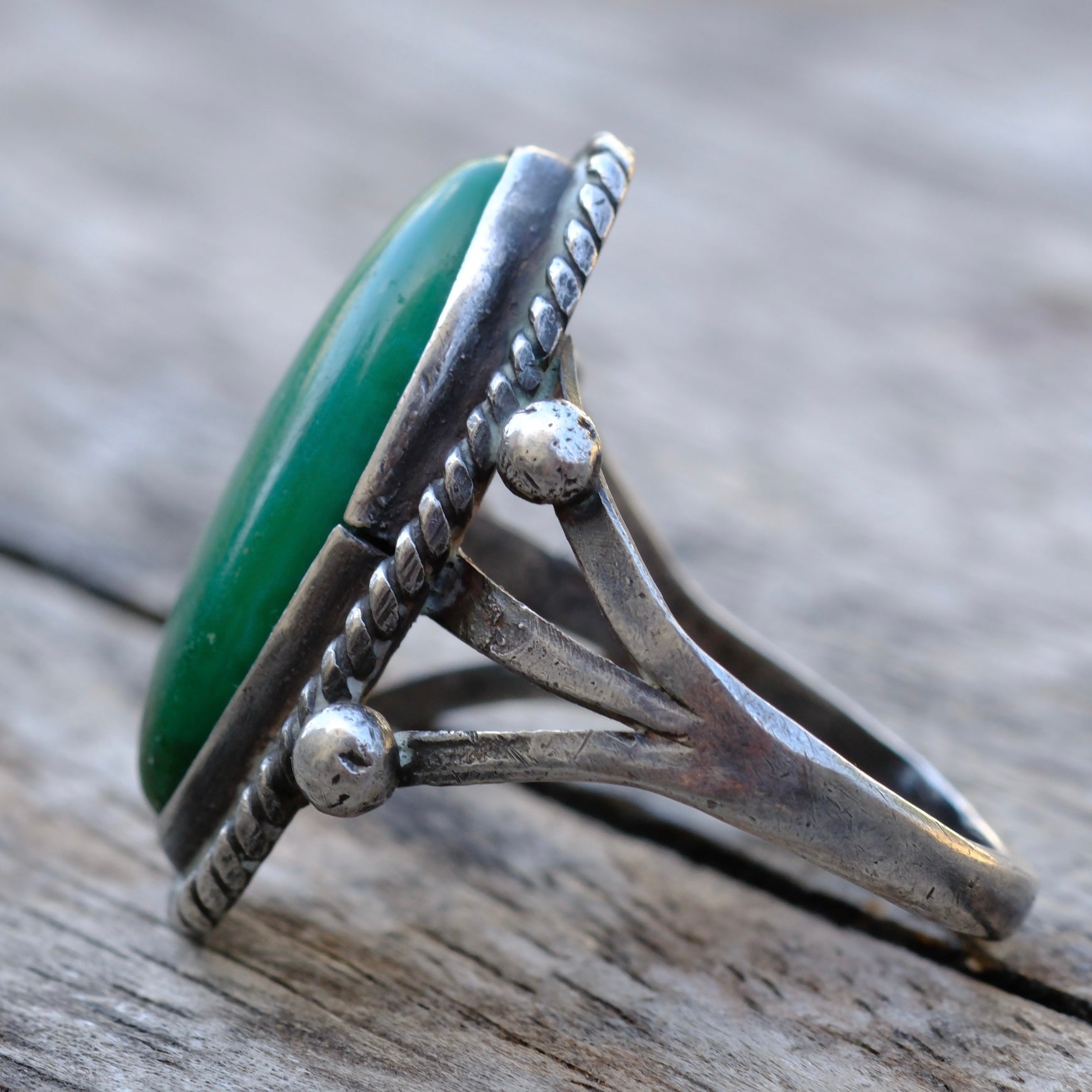 Vintage Sterling Turquoise Roper Ring 7.5