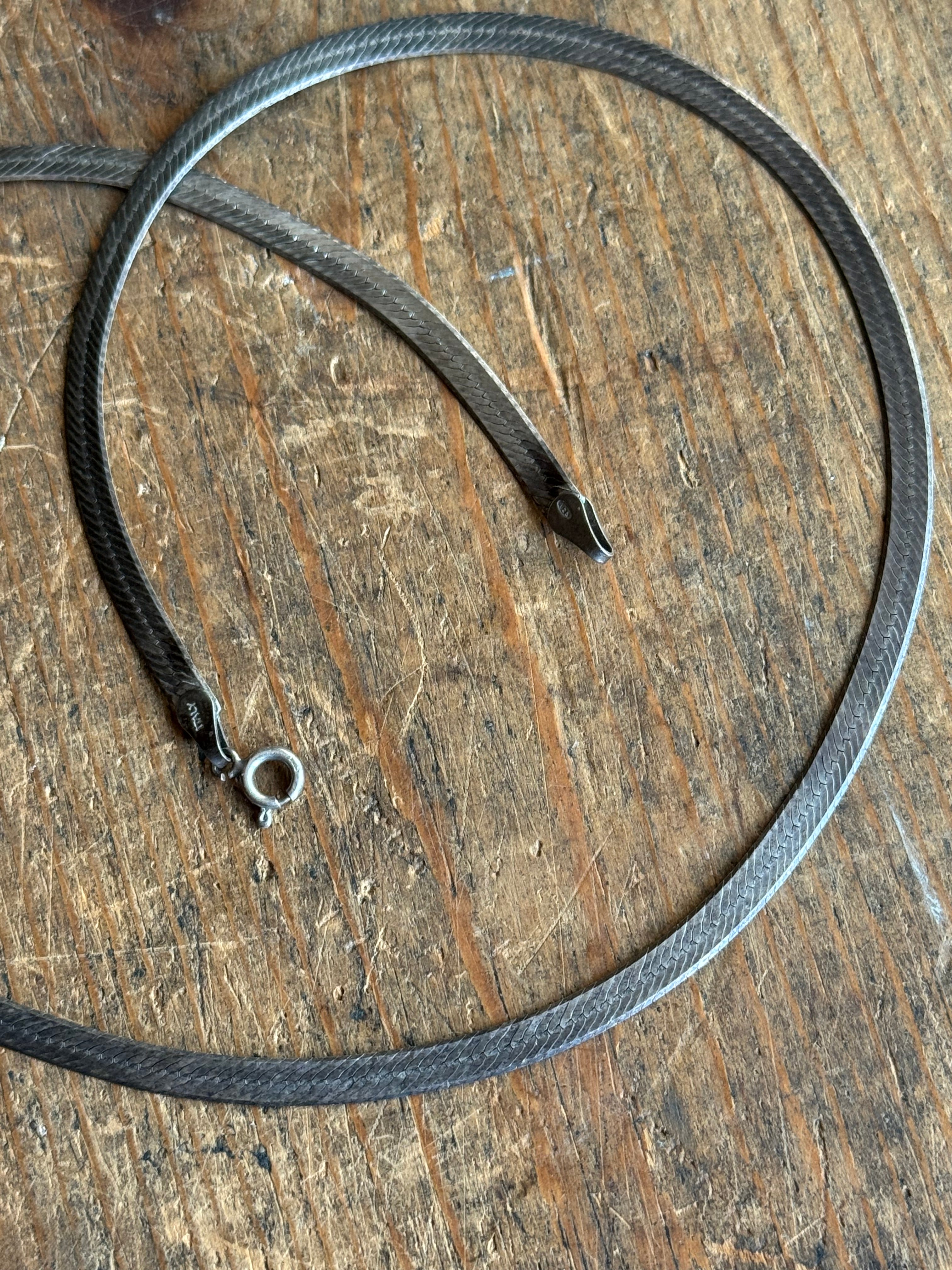 Vintage Sterling Silver 19.5” Herringbone Chain