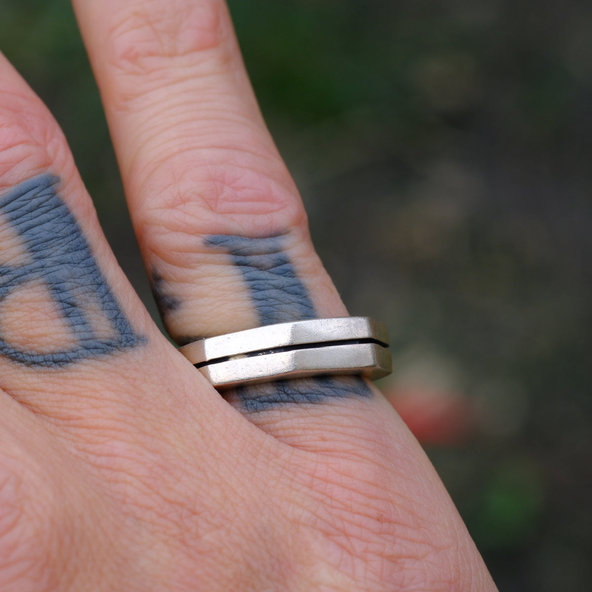 Vintage Sterling Silver Squared Band Ring 6.75
