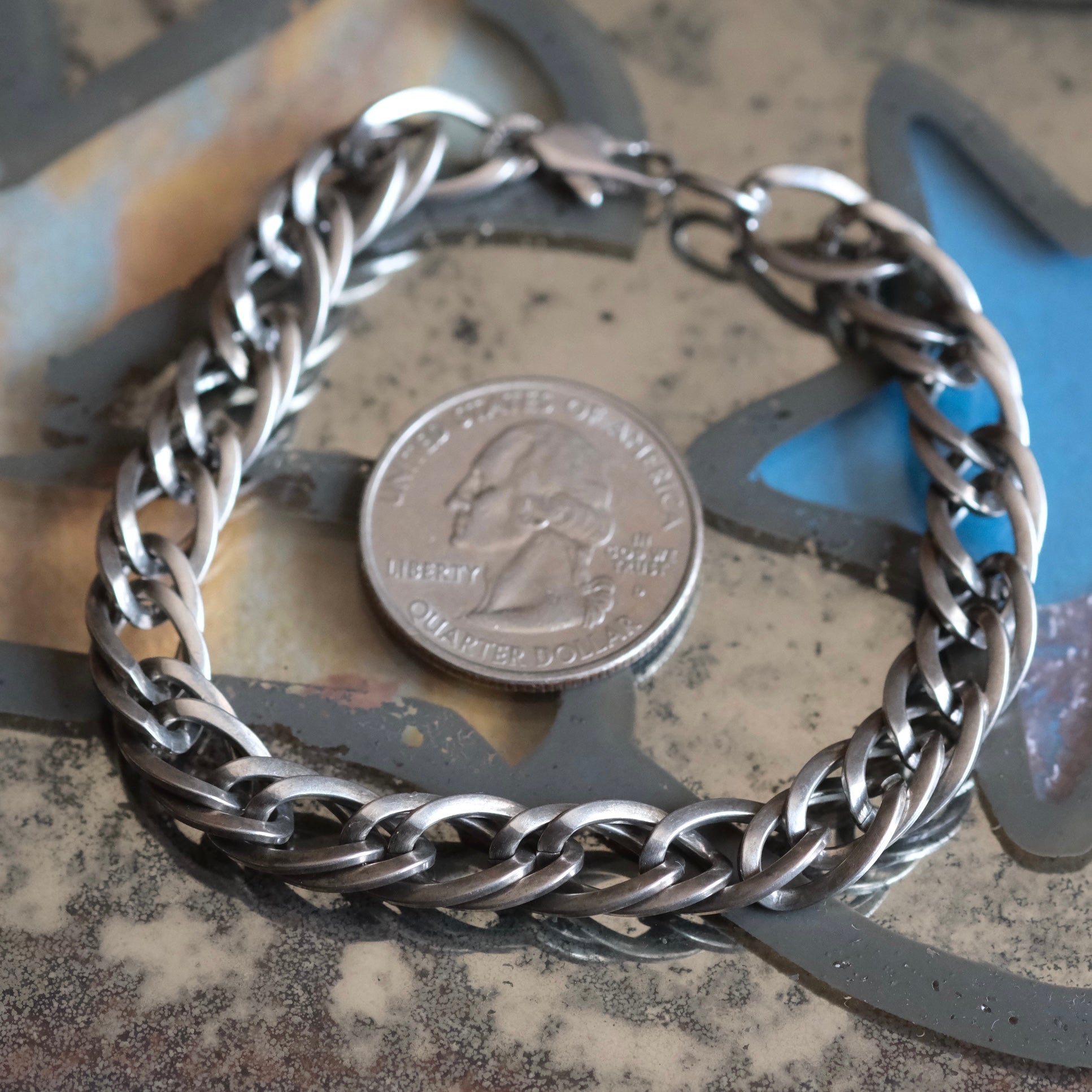 Vintage Sterling Double Curb Chain Bracelet 7.25"