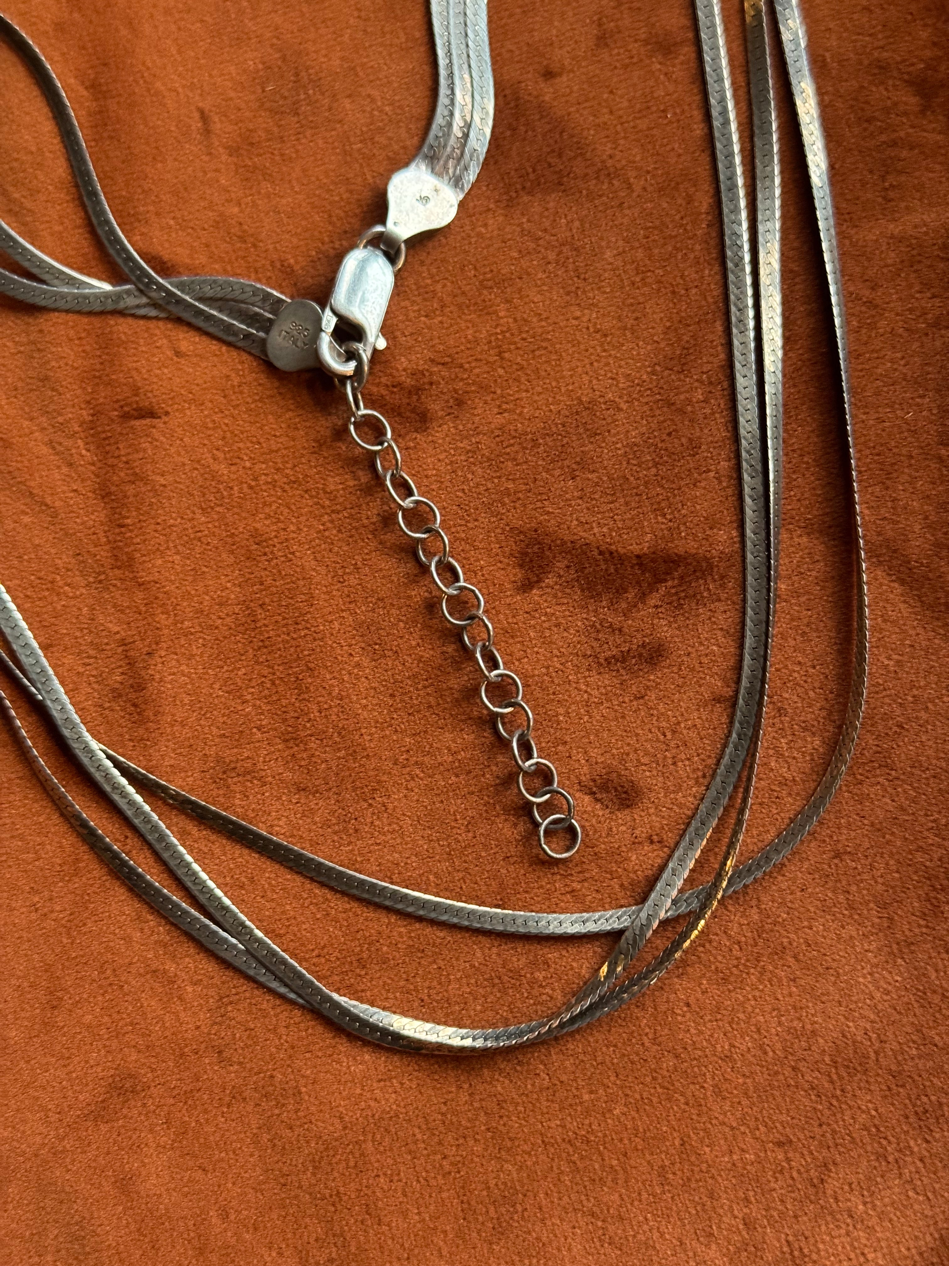Vintage Sterling Silver 18” Triple Herringbone Chain