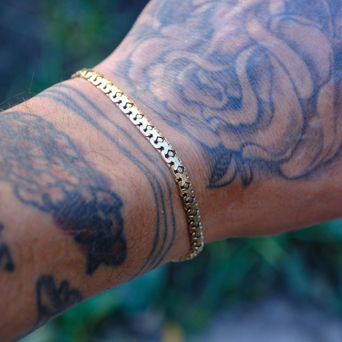 Vintage 14K Gold Scroll Link Bracelet 8.25"