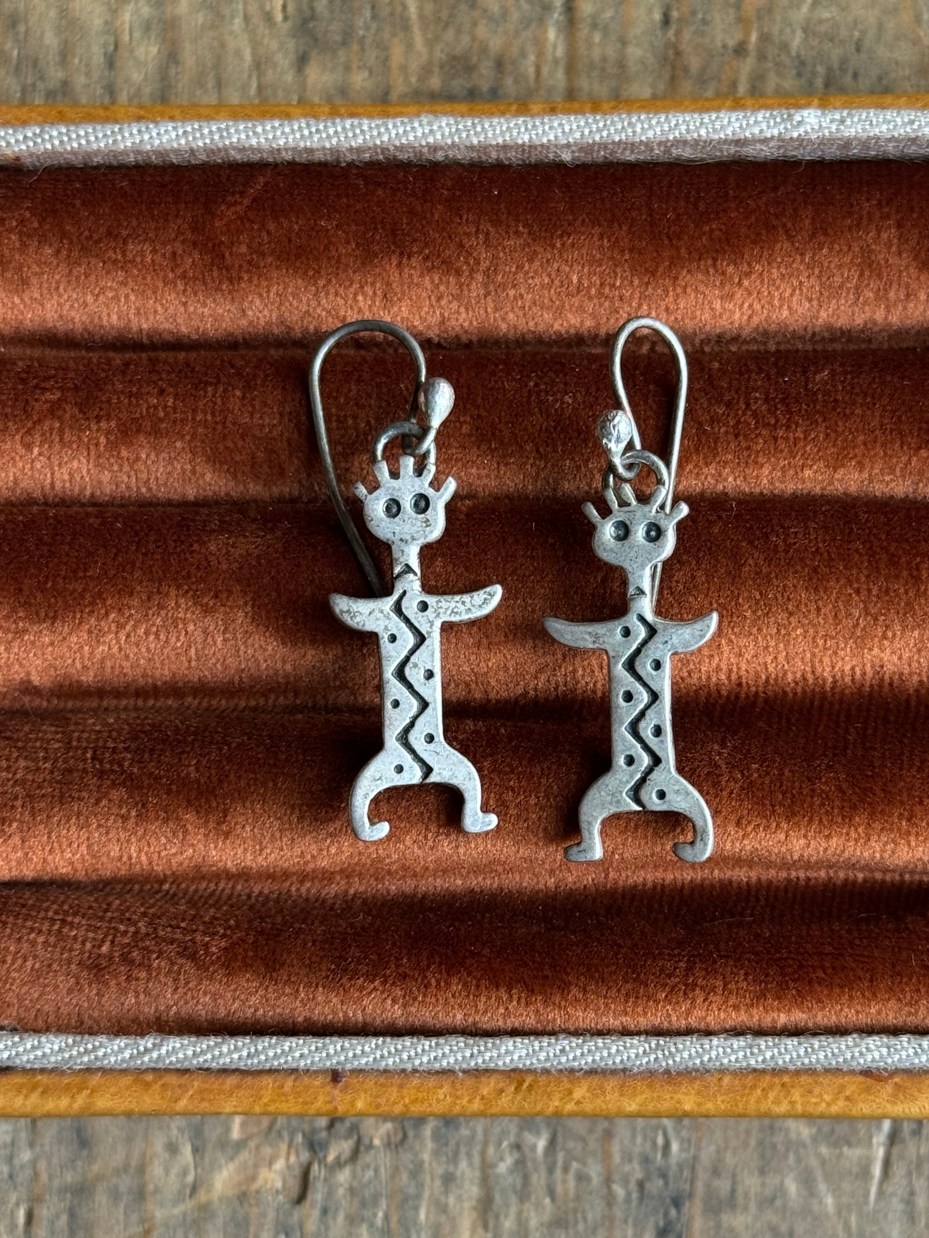 Vintage Sterling Silver Kachina Earrings