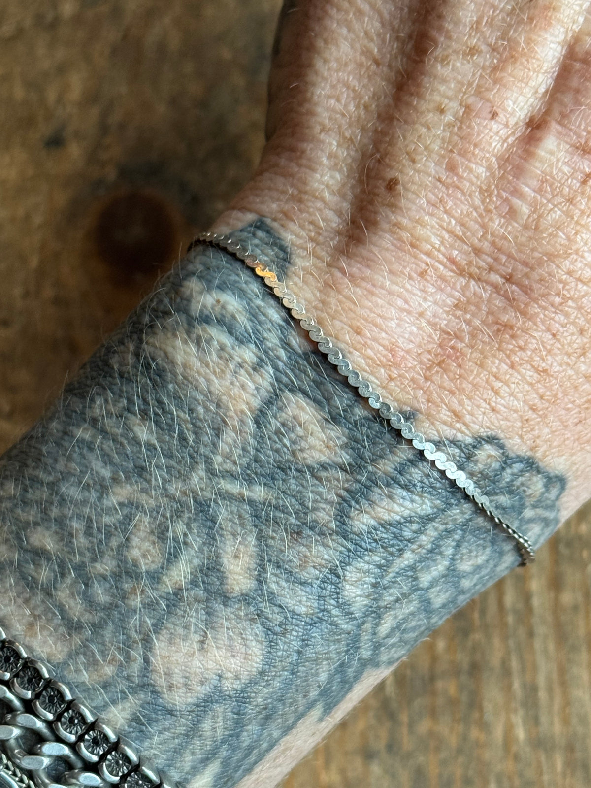 Vintage Sterling Silver Serpentine Chain Bracelet