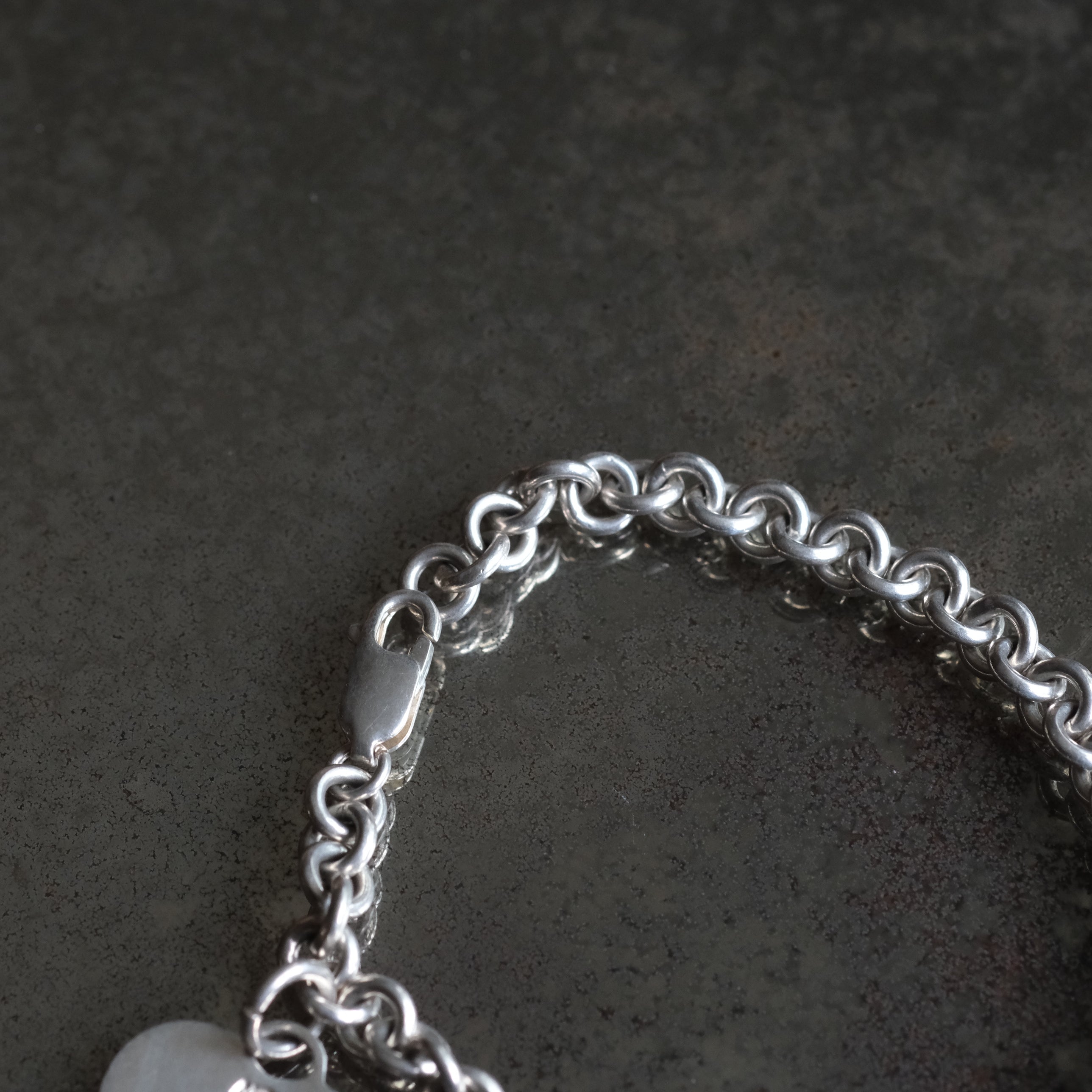 Vintage Sterling Rolo Link Heart ID Bracelet 7.5"