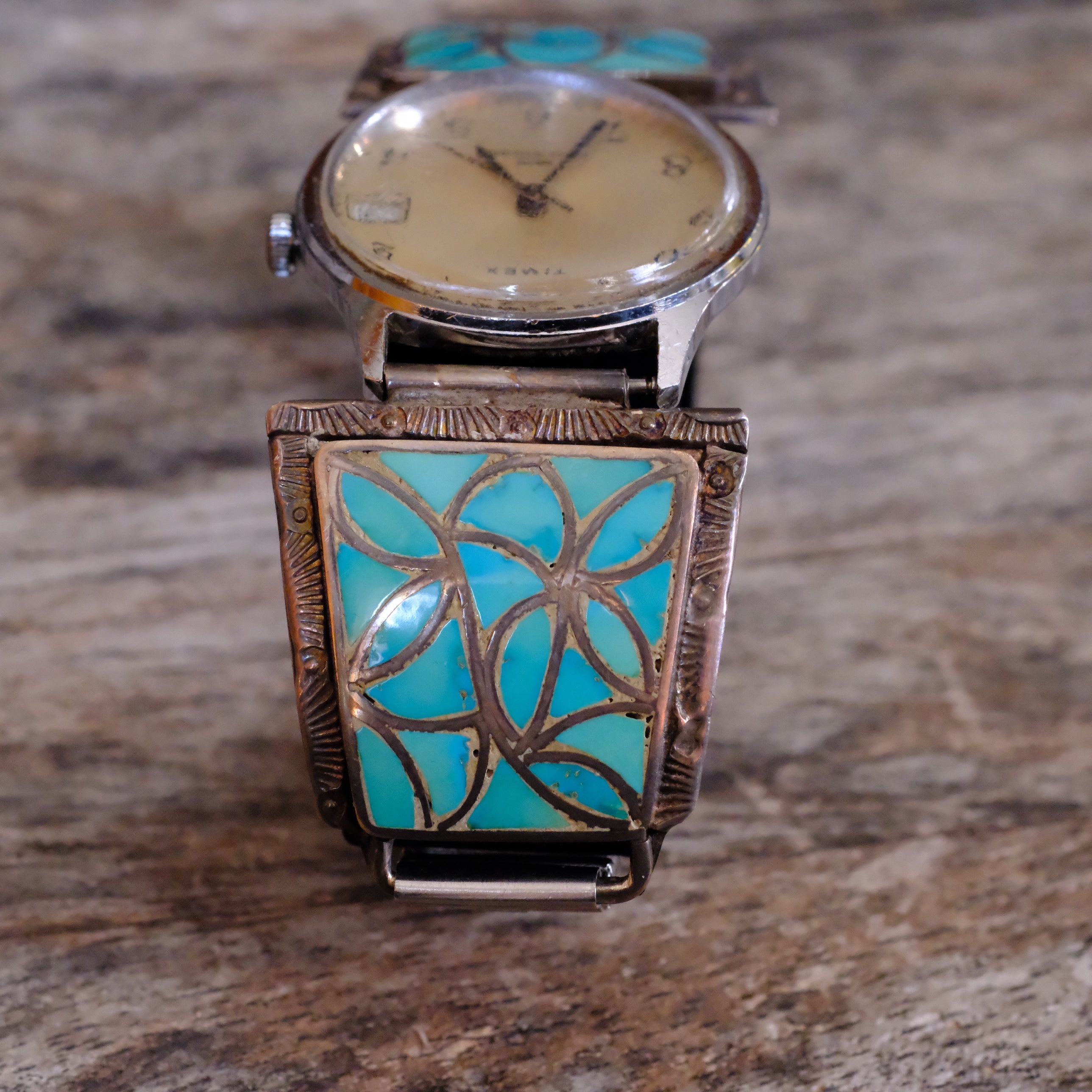 Vintage Sterling Turquoise Inlay Watch