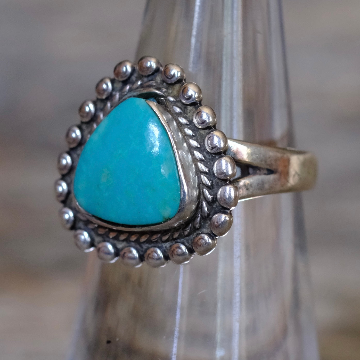 Vintage Sterling Turquoise Ring 5.25