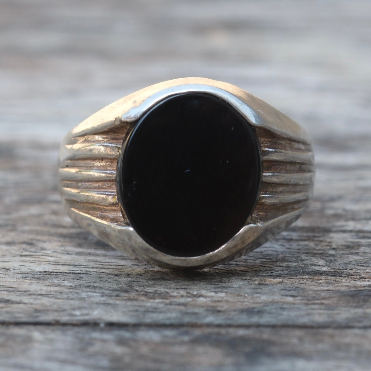 Vintage Sterling Onyx Signet Ring 9.25