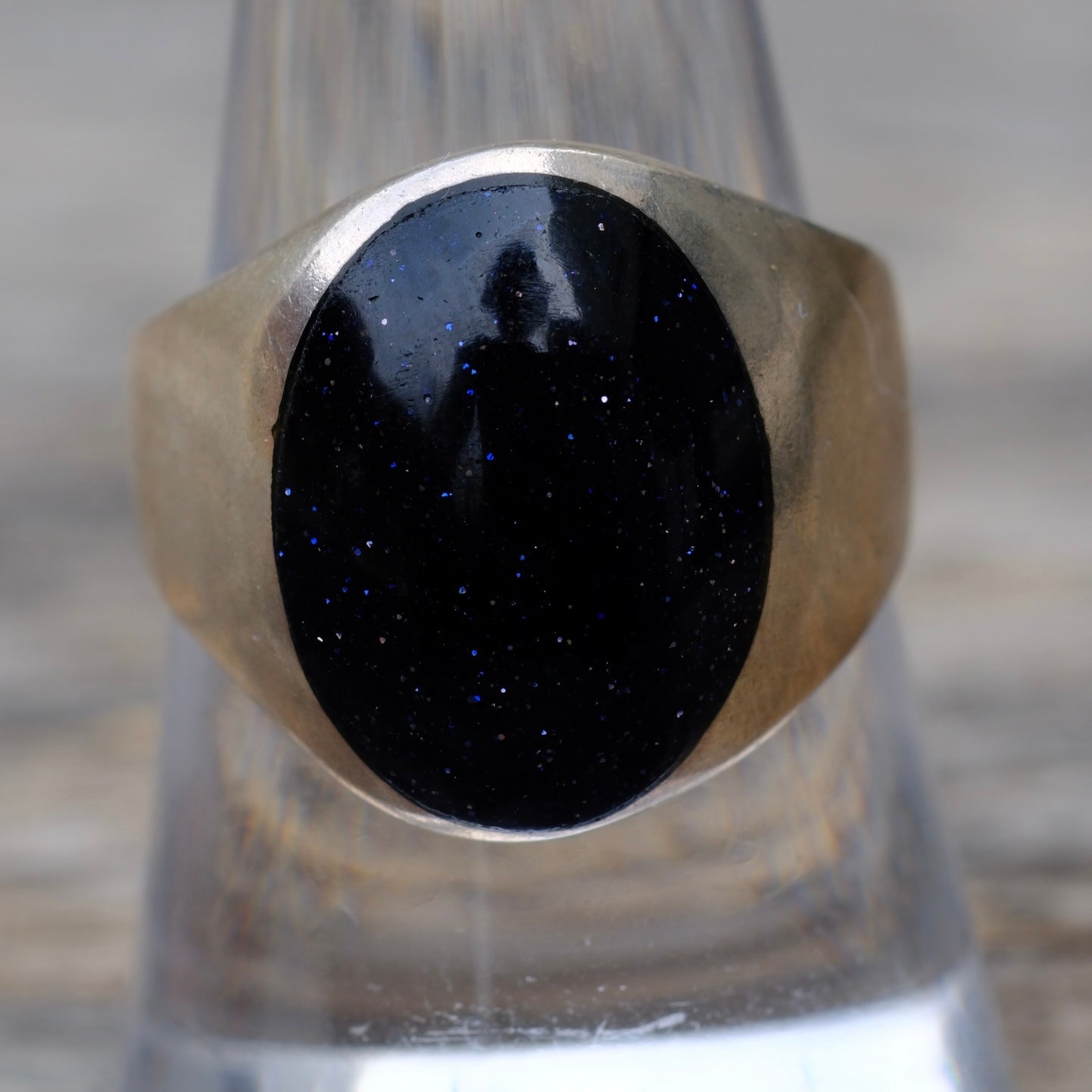 Vintage Sterling Goldstone Ring 9.5