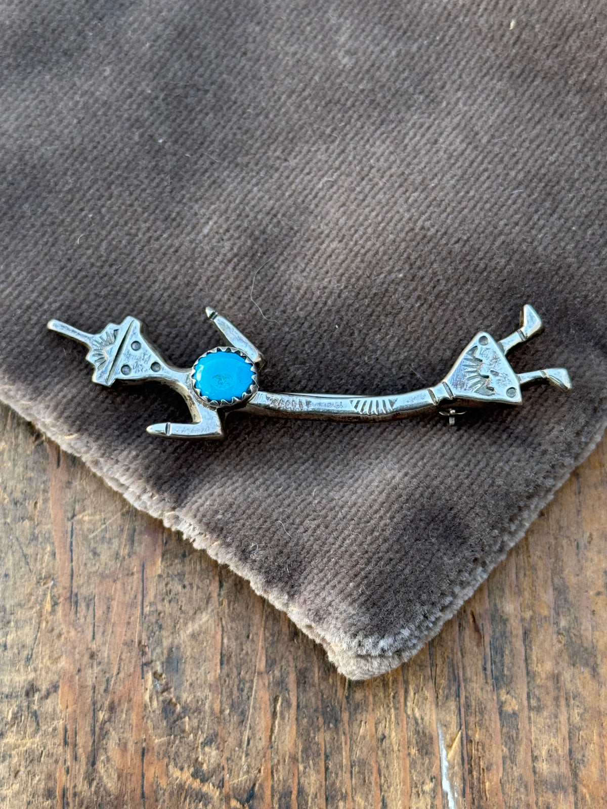 Vintage Sterling Silver Turquoise Yei Pin