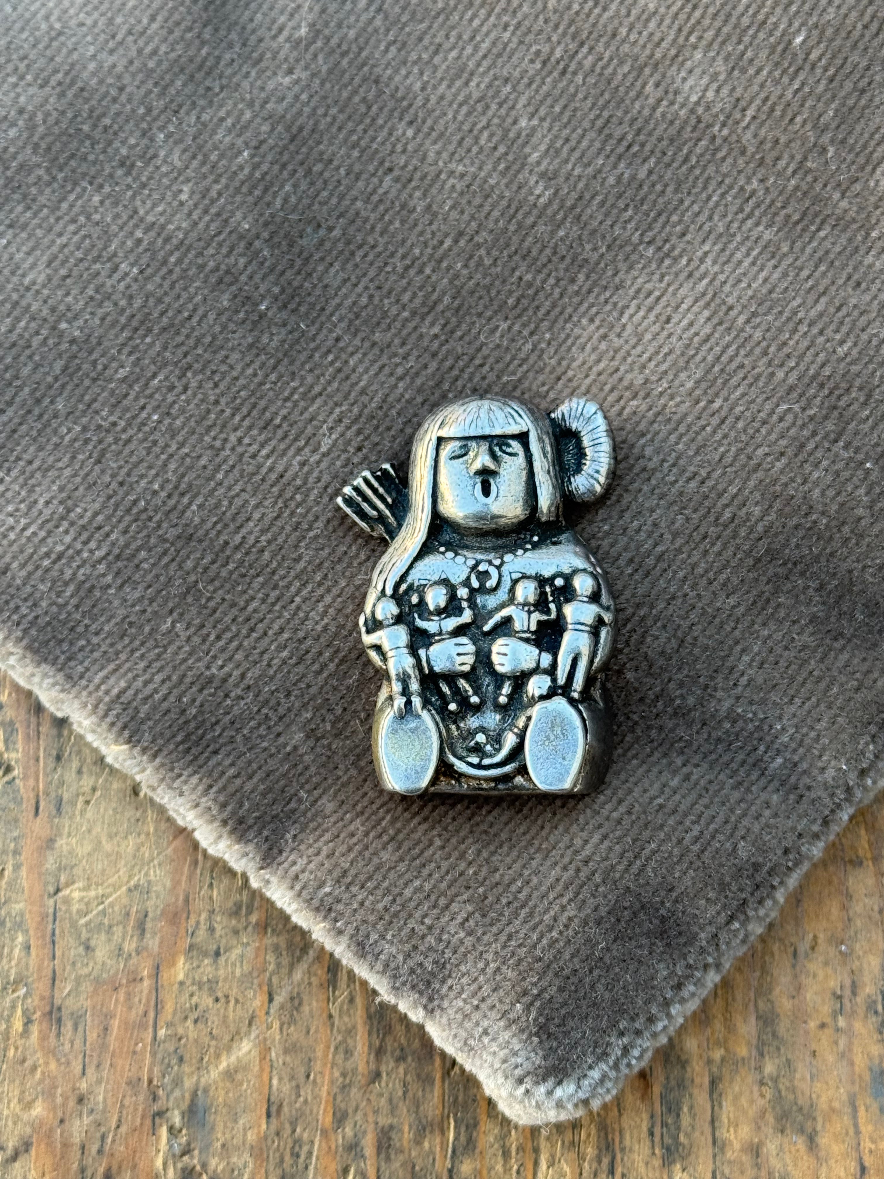 Vintage Sterling Silver Storyteller Kachina Pin