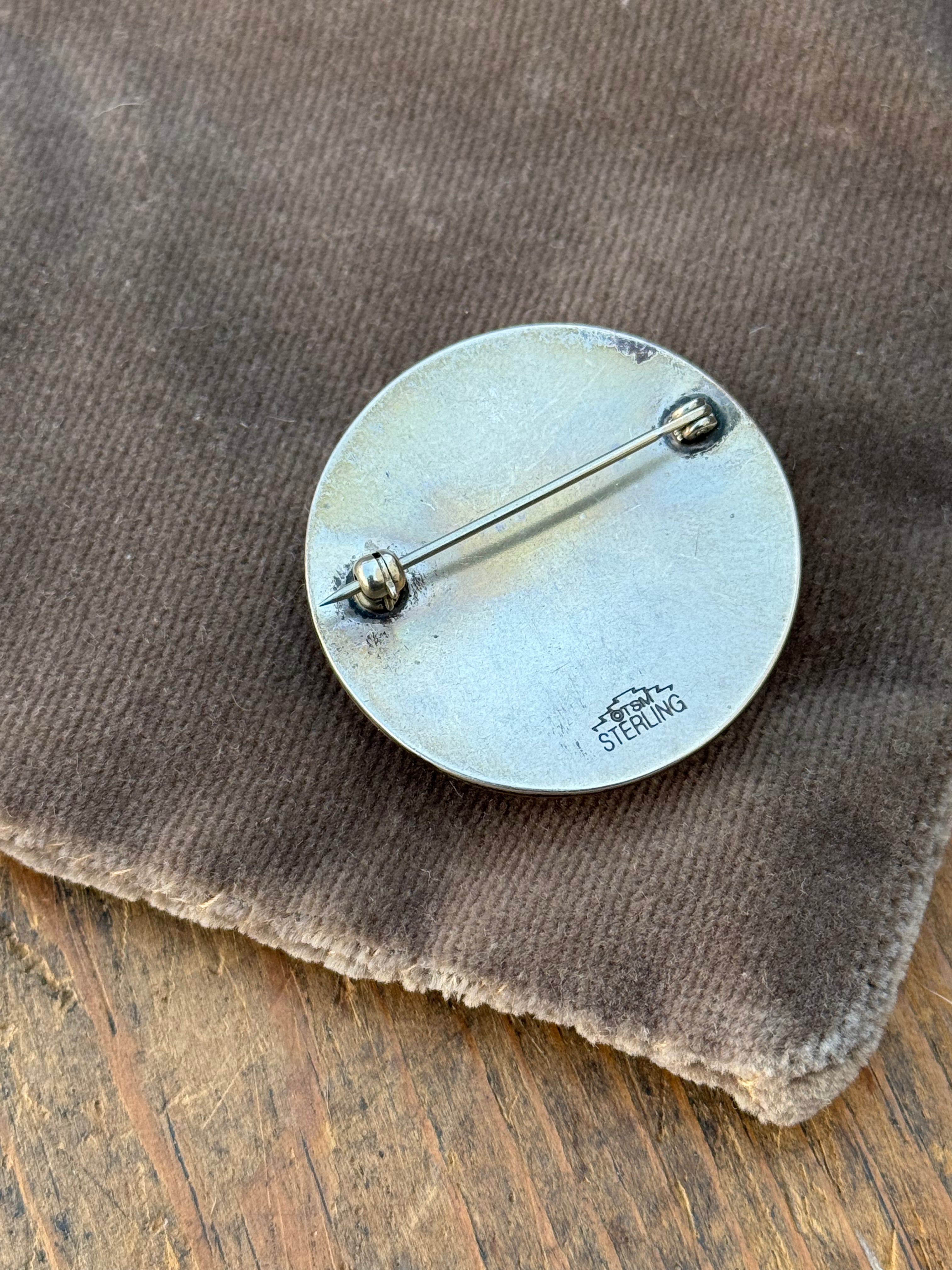 Vintage Sterling Silver Stamped Dome Pin