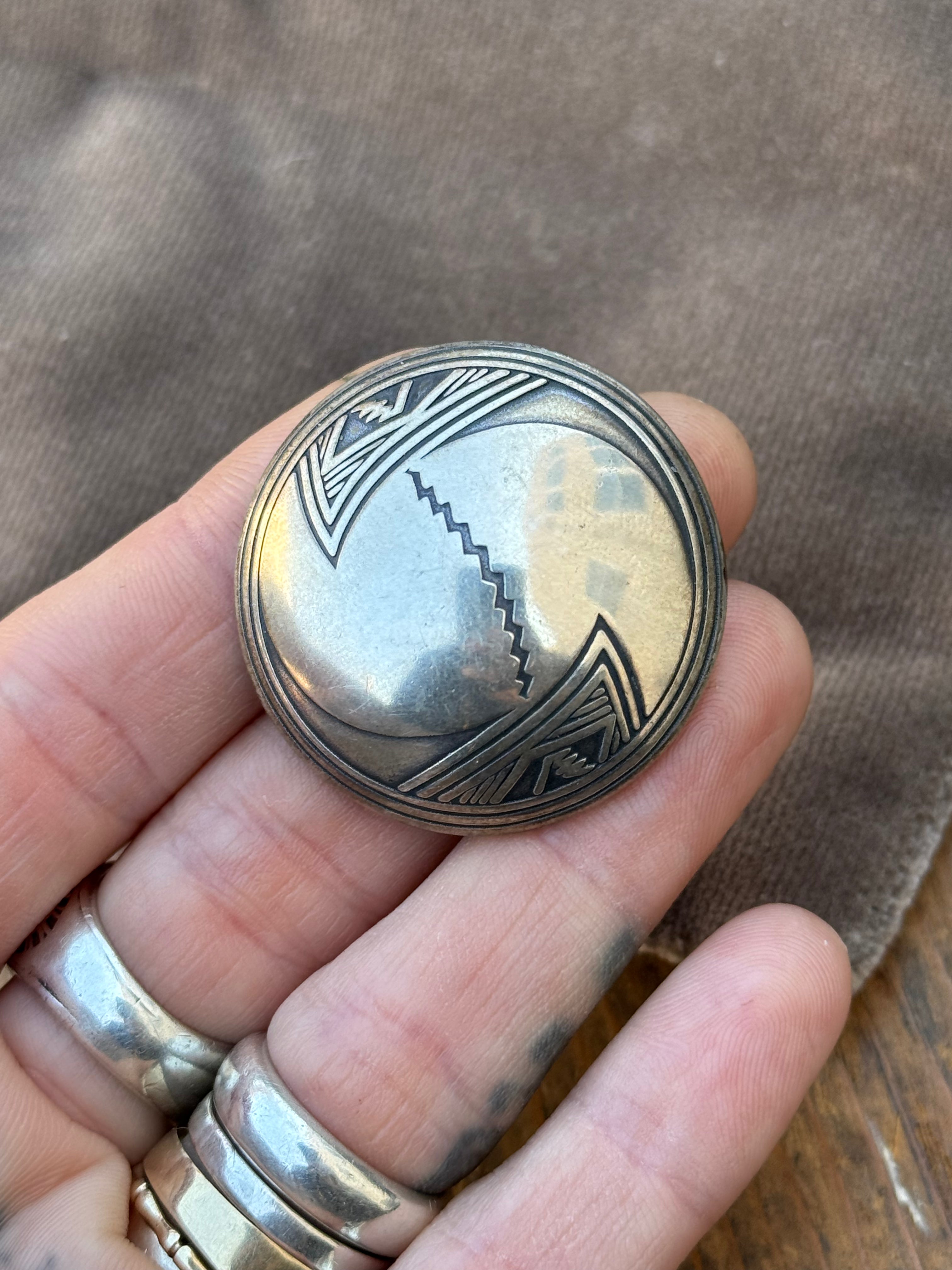 Vintage Sterling Silver Stamped Dome Pin