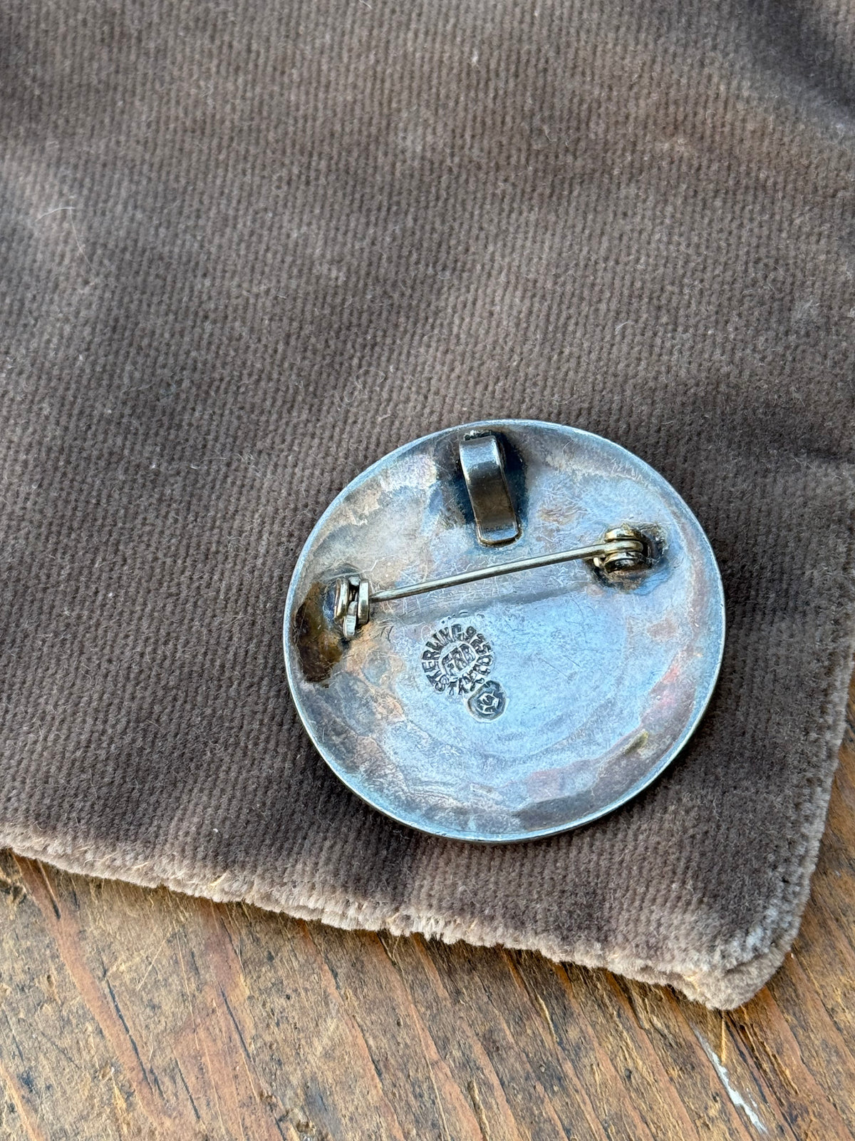 Vintage Sterling Silver Zodiac Moon Overlay Pin Pendant