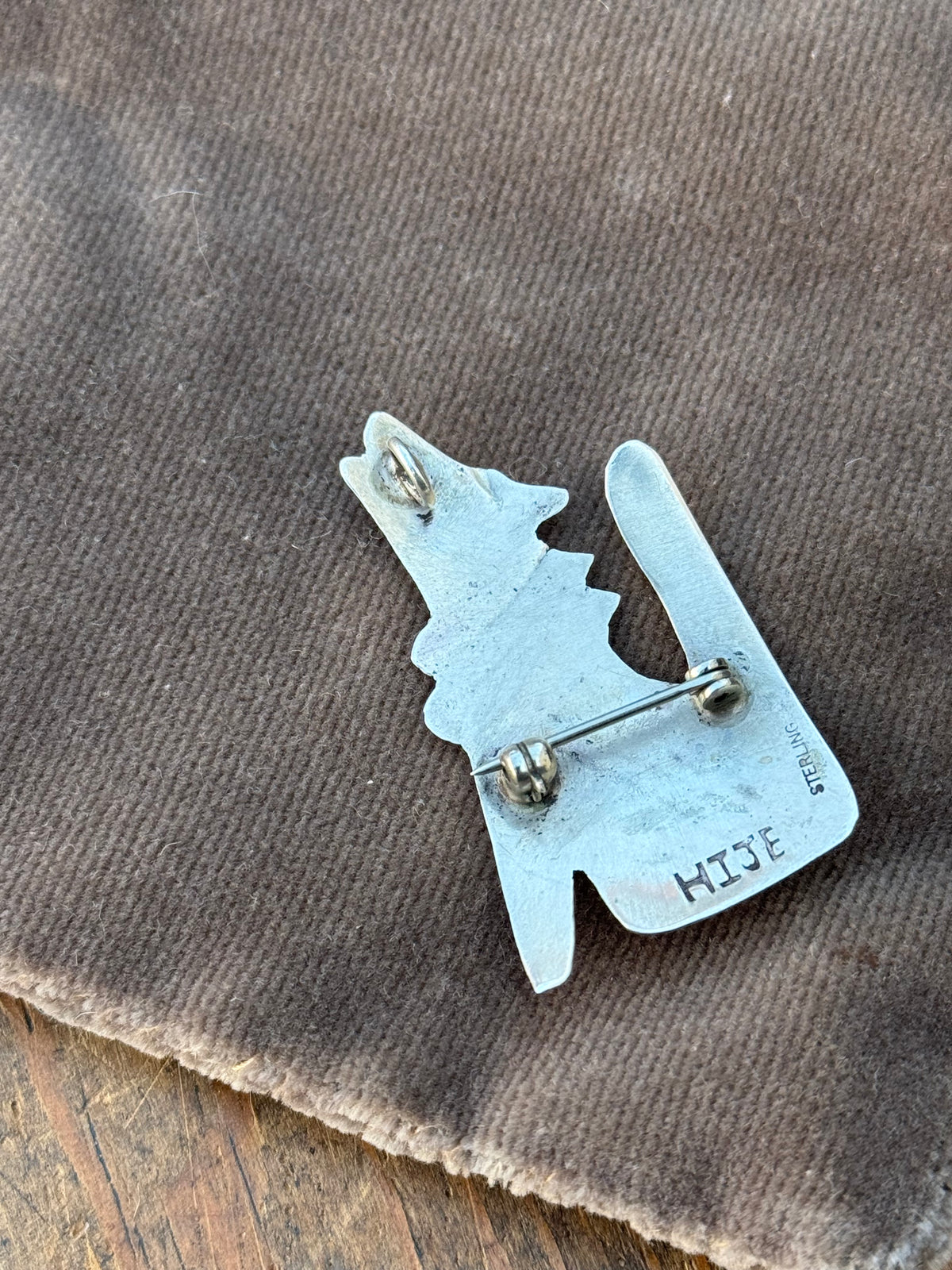 Vintage Sterling Silver Stamped Coyote Pin Pendant