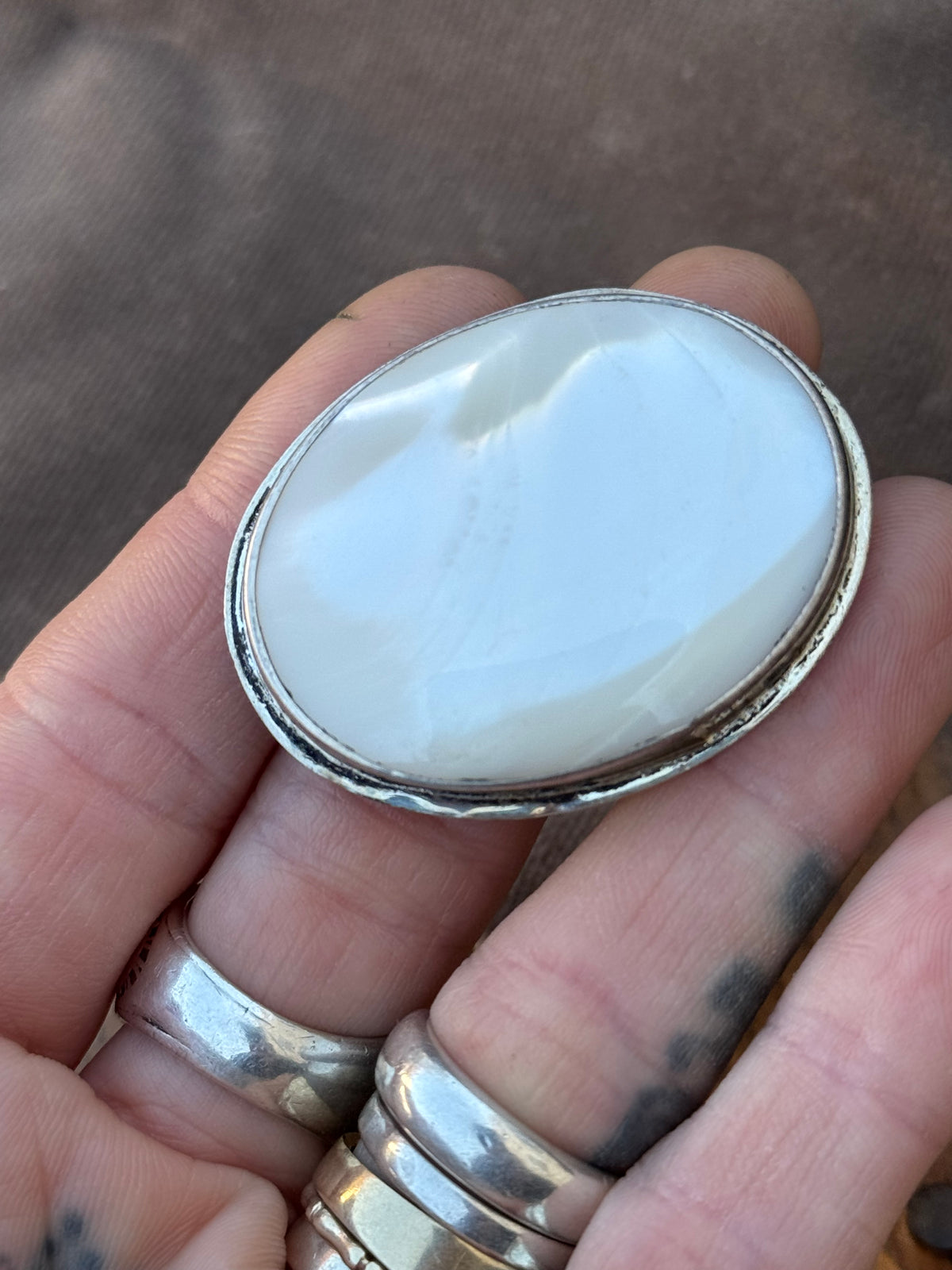 Vintage Sterling Silver Mother of Pearl Pin