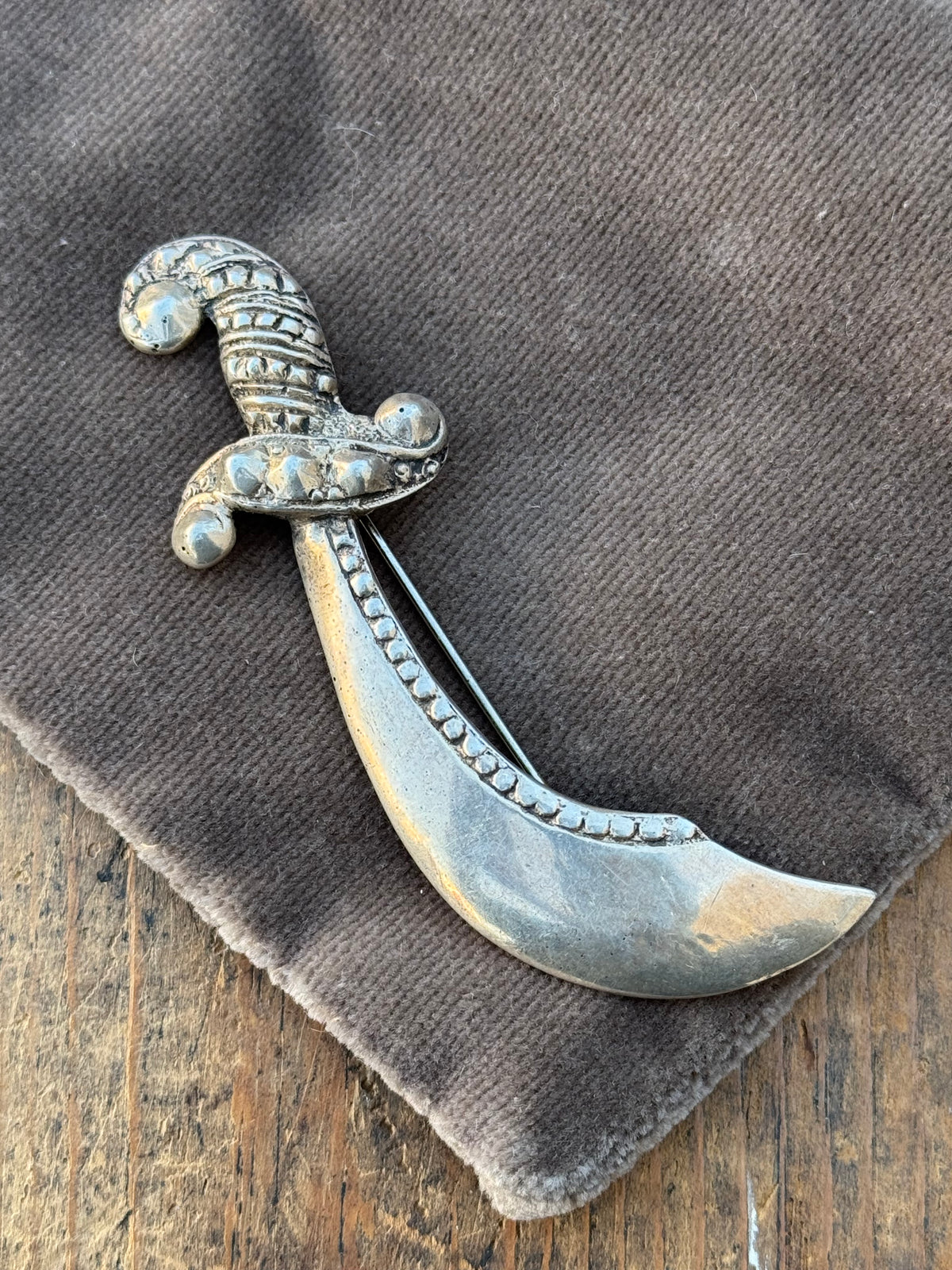 Vintage Sterling Silver Scimitar Pin