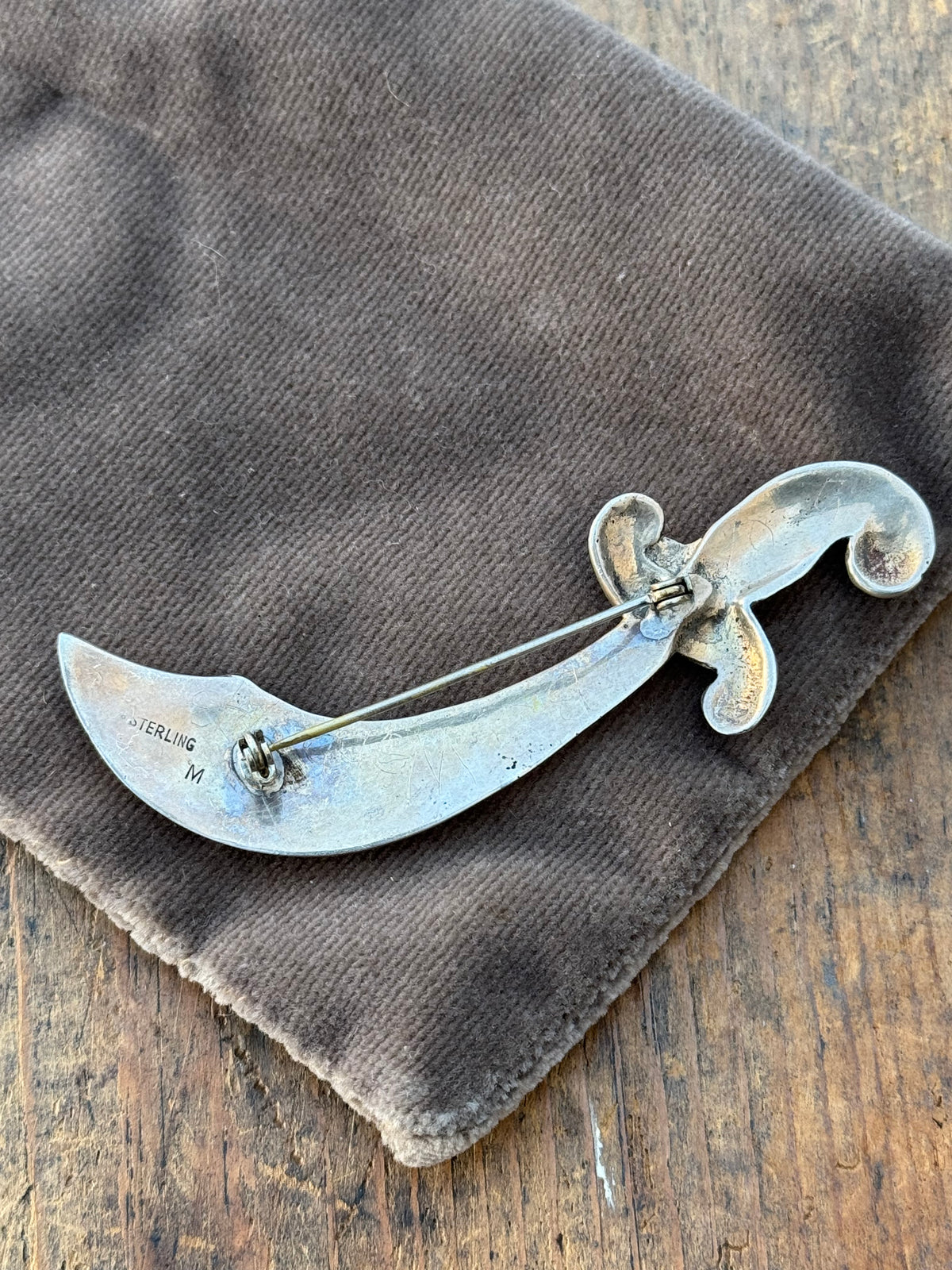 Vintage Sterling Silver Scimitar Pin