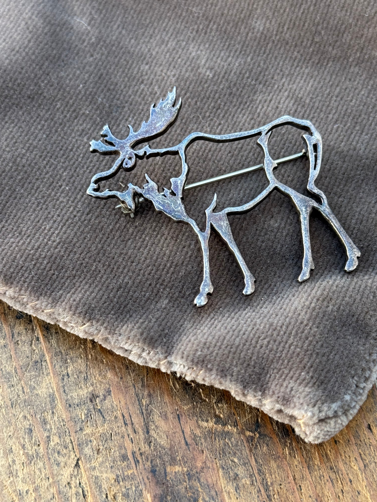 Vintage Sterling Silver Moose Pin