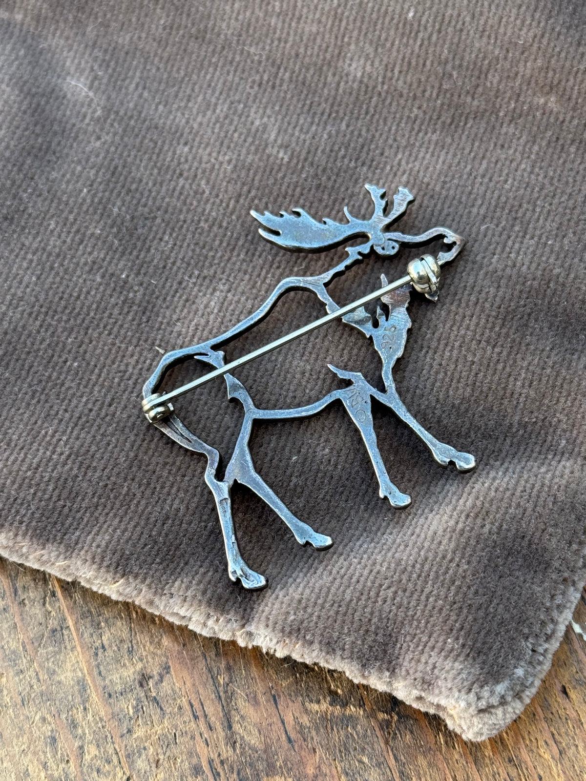 Vintage Sterling Silver Moose Pin