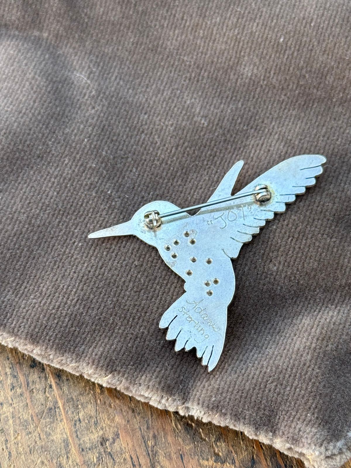 Vintage Sterling Silver Hummingbird Pin