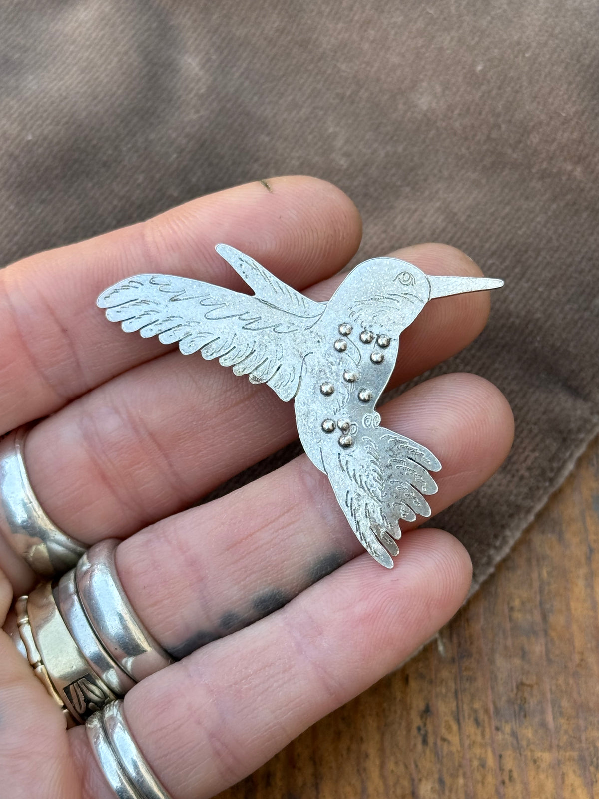 Vintage Sterling Silver Hummingbird Pin