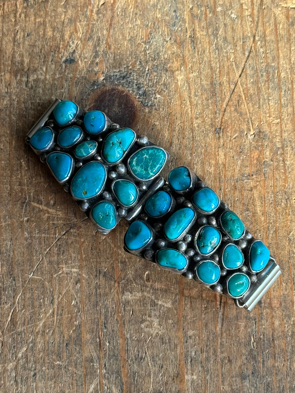 Vintage Sterling Silver Chunky Turquoise Stone Watch Band
