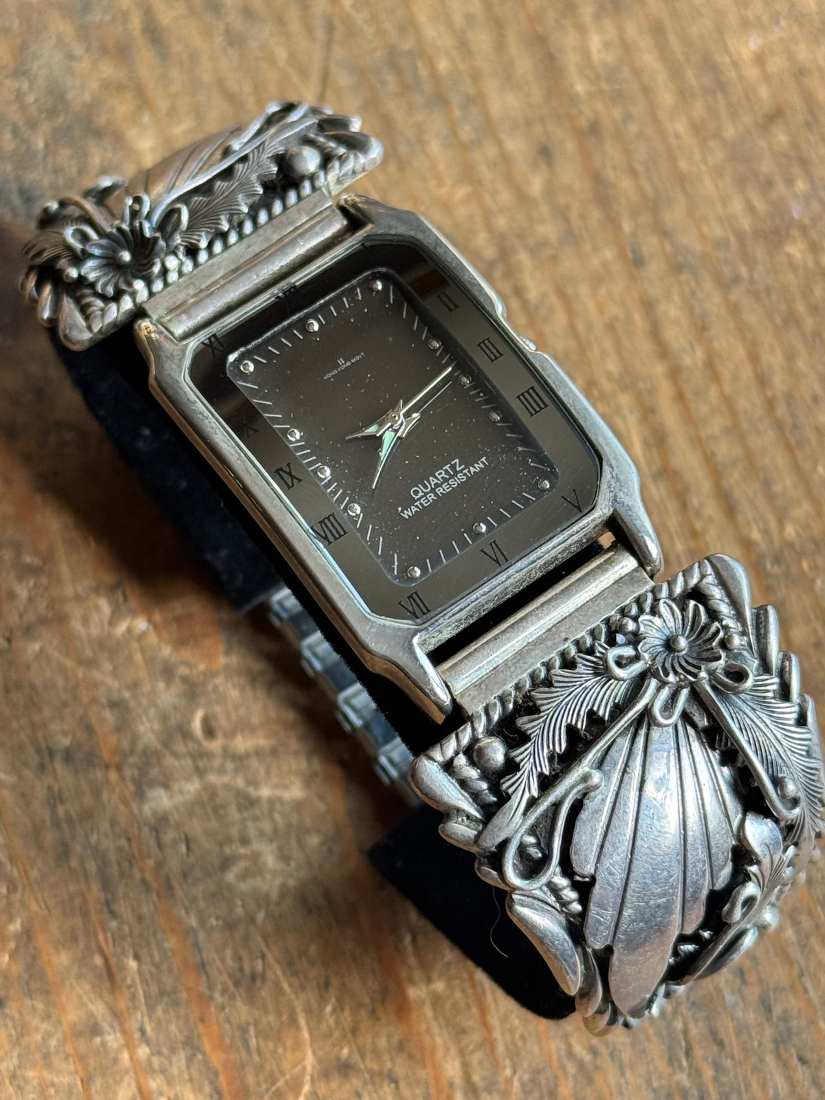 Vintage Sterling Silver Leaf & Fan Watch