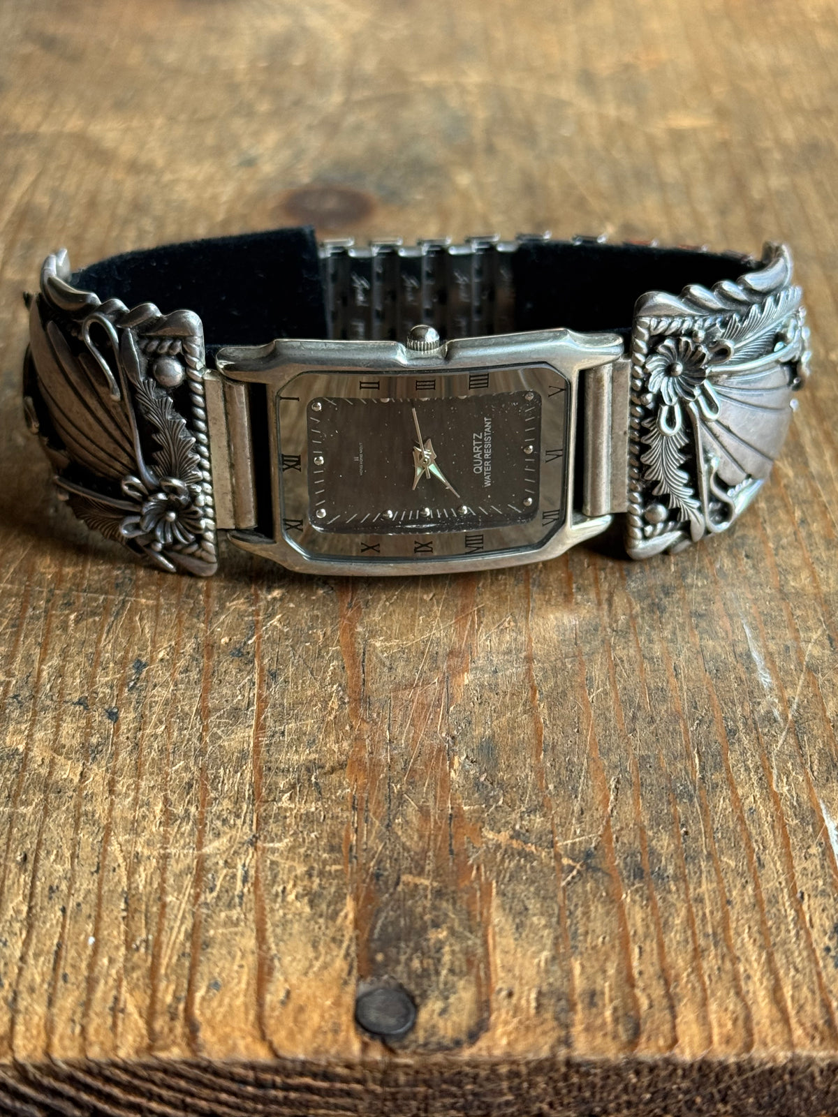 Vintage Sterling Silver Leaf & Fan Watch