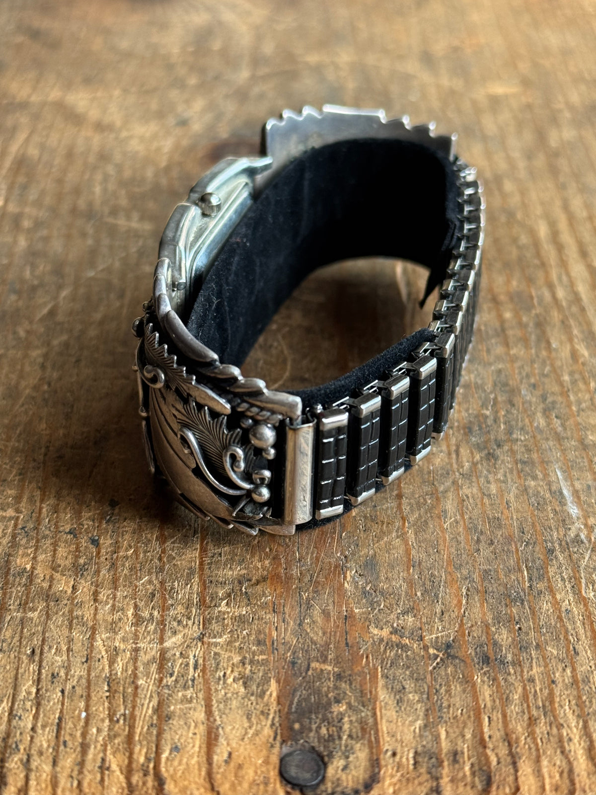 Vintage Sterling Silver Leaf & Fan Watch