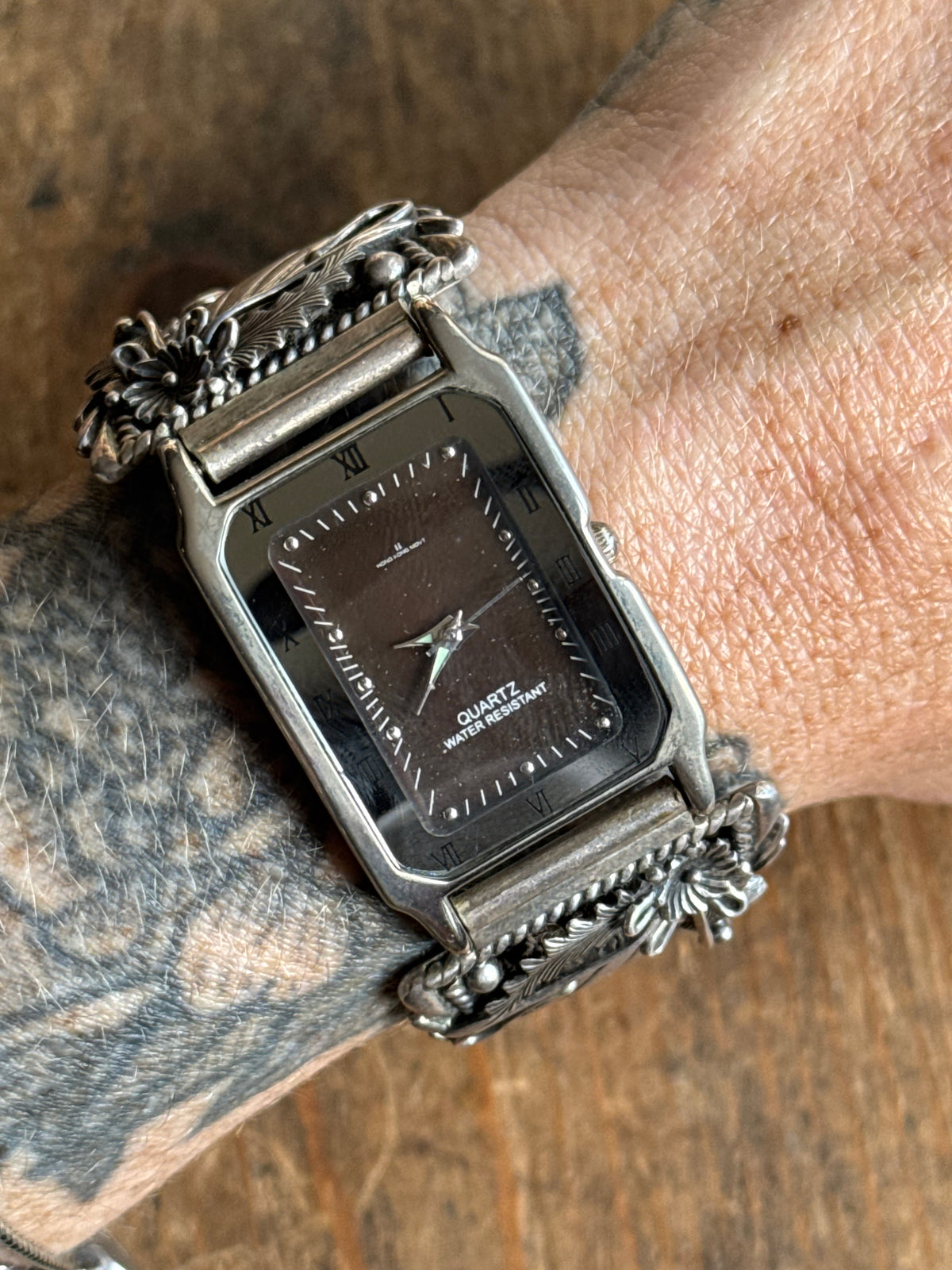 Vintage Sterling Silver Leaf & Fan Watch