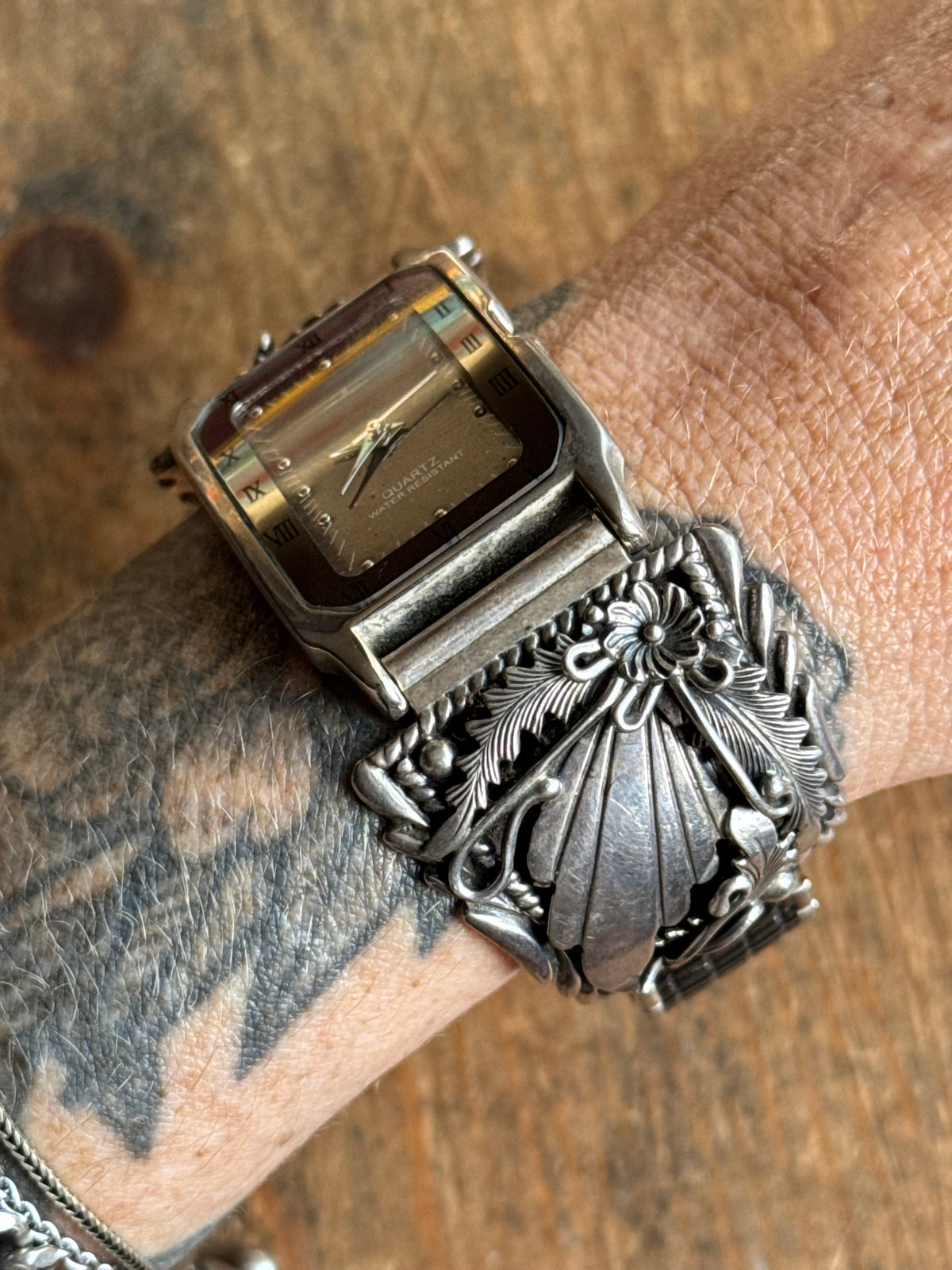 Vintage Sterling Silver Leaf & Fan Watch