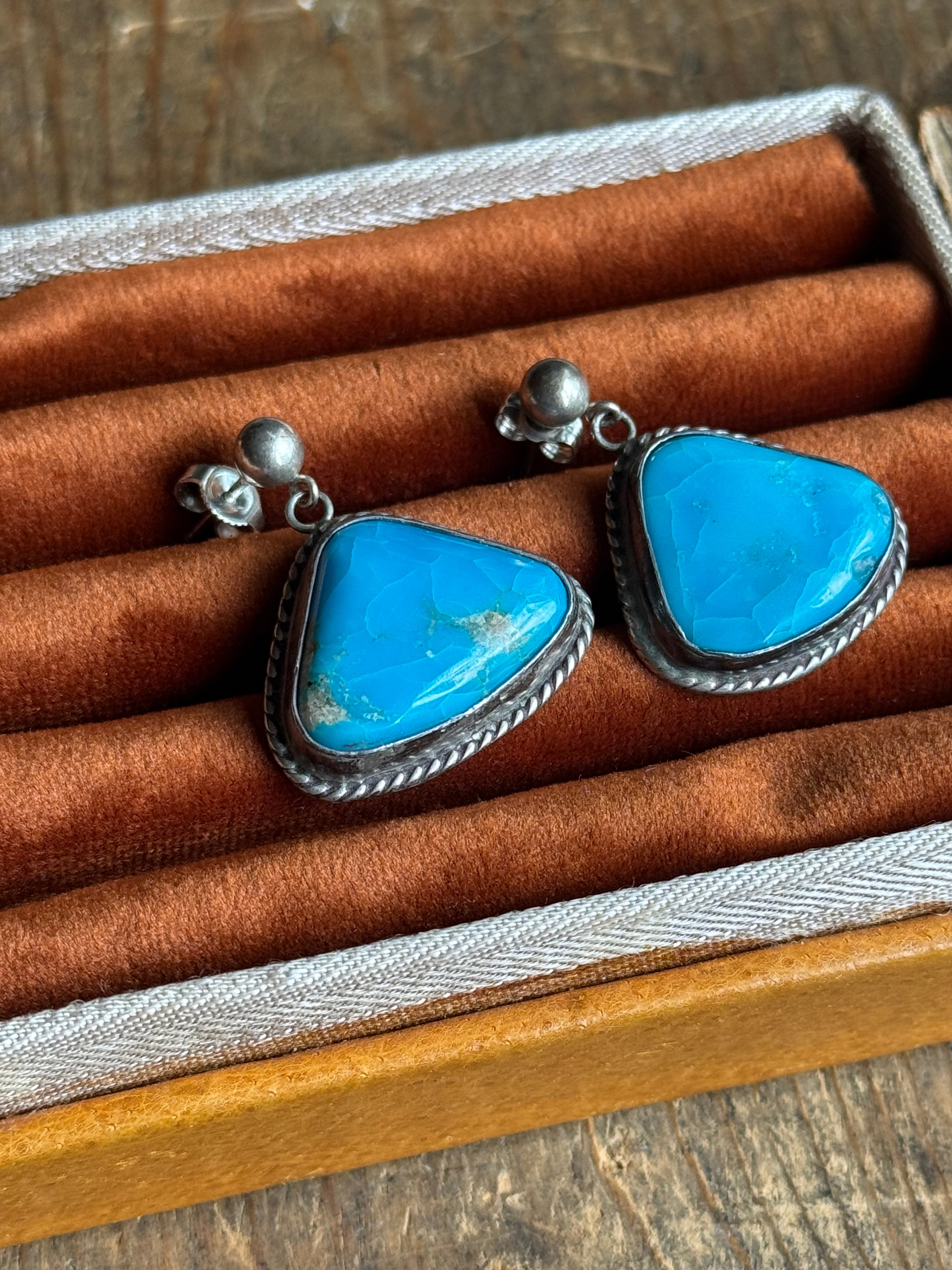 Vintage Sterling Silver Turquoise Earrings
