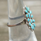 Vintage Sterling Turquoise Cluster Ring 6