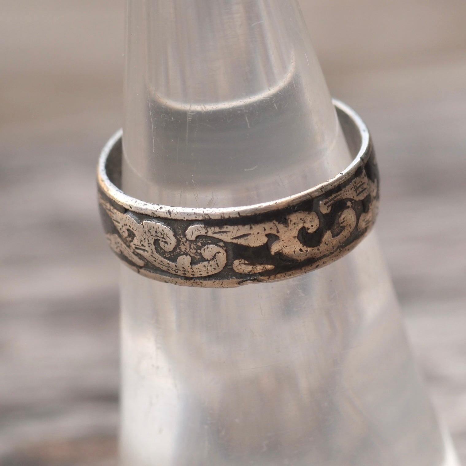 Vintage Sterling Engraved Floral Band Ring 5.75