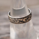 Vintage Sterling Engraved Floral Band Ring 5.75
