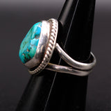 Vintage Sterling Turquoise Roper Ring 7.75