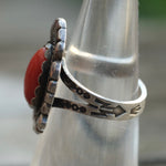 Vintage Sterling Coral Ring 5.25